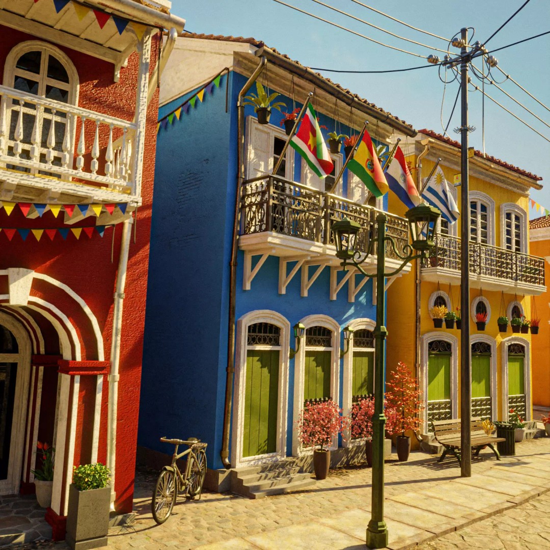 South American Building 3D Model – Low Poly PBR Game Asset, FBX - View 2