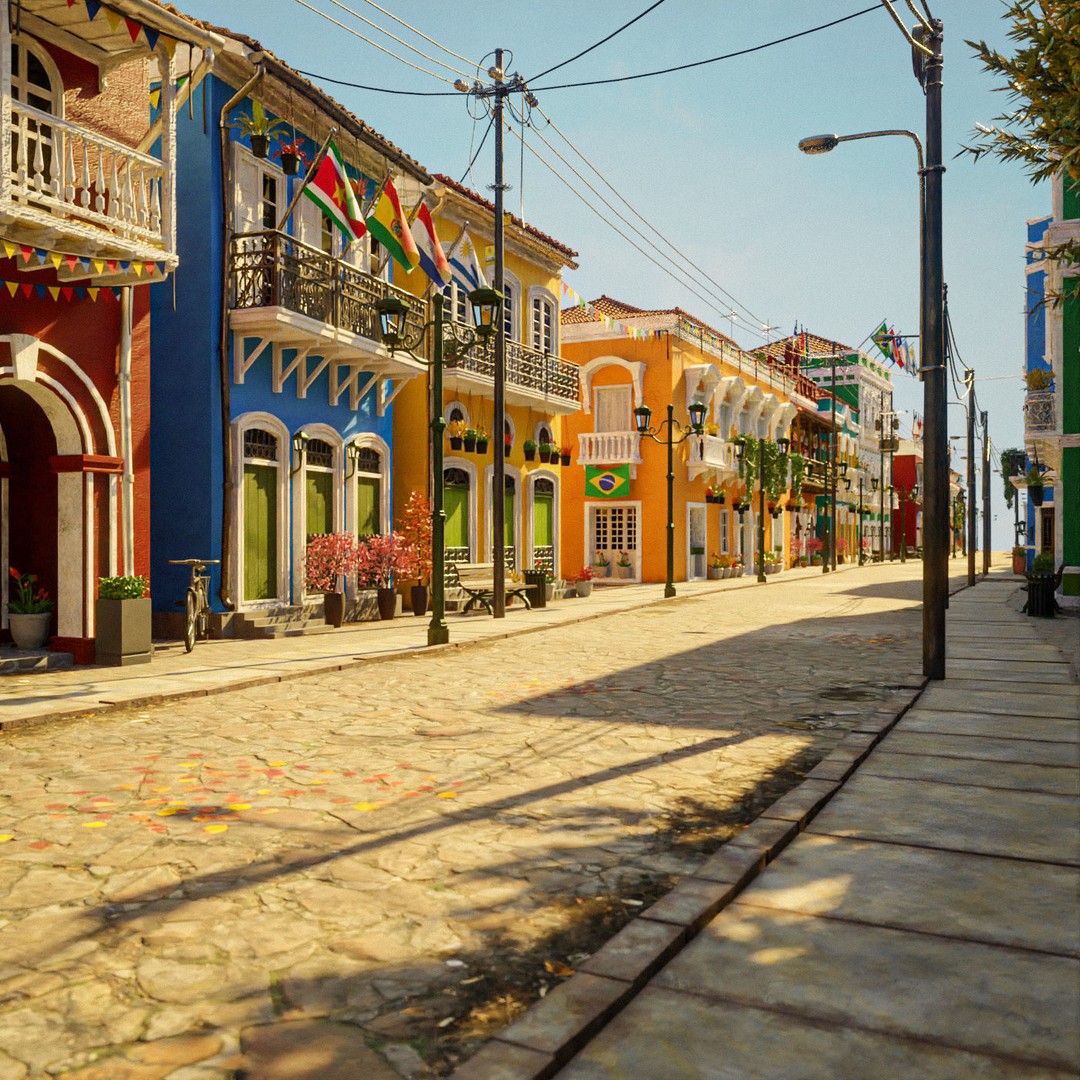 South American Building 3D Model – Low Poly PBR Game Asset, FBX - View 7