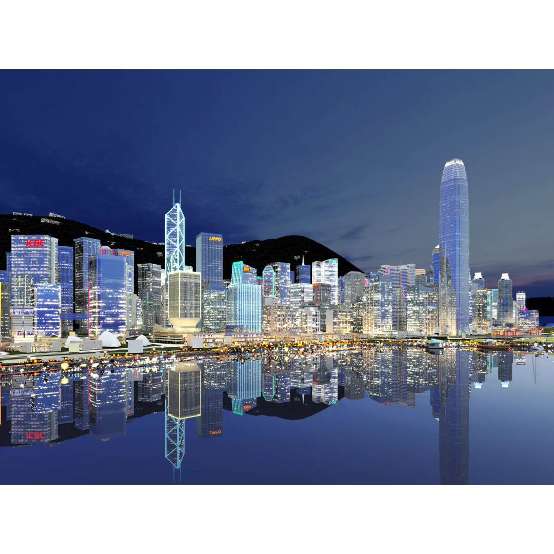 Hong Kong City 3D Model – Low Poly Cityscape Asset, FBX, OBJ - View 10