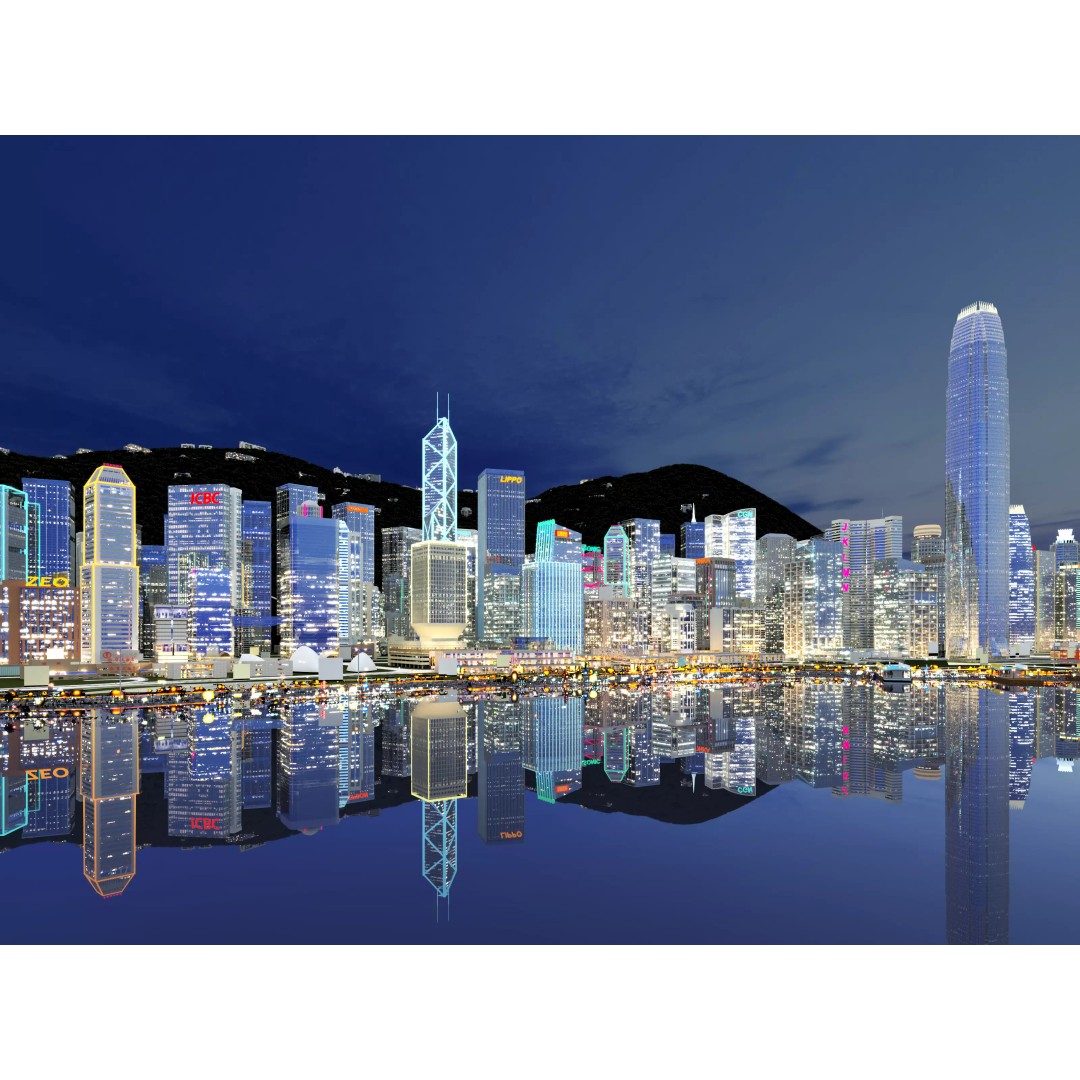 Hong Kong City 3D Model – Low Poly Cityscape Asset, FBX, OBJ - View 11