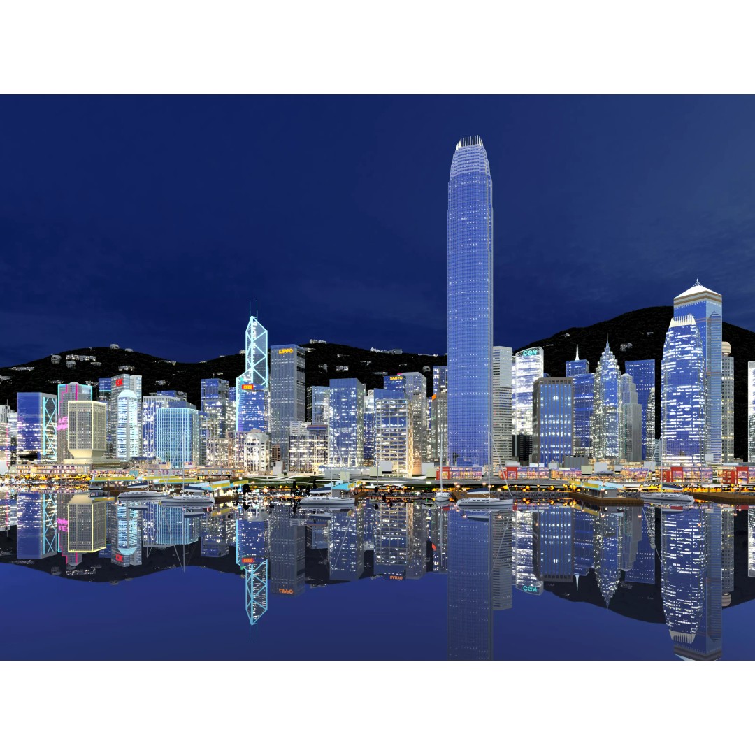 Hong Kong City 3D Model – Low Poly Cityscape Asset, FBX, OBJ - View 12