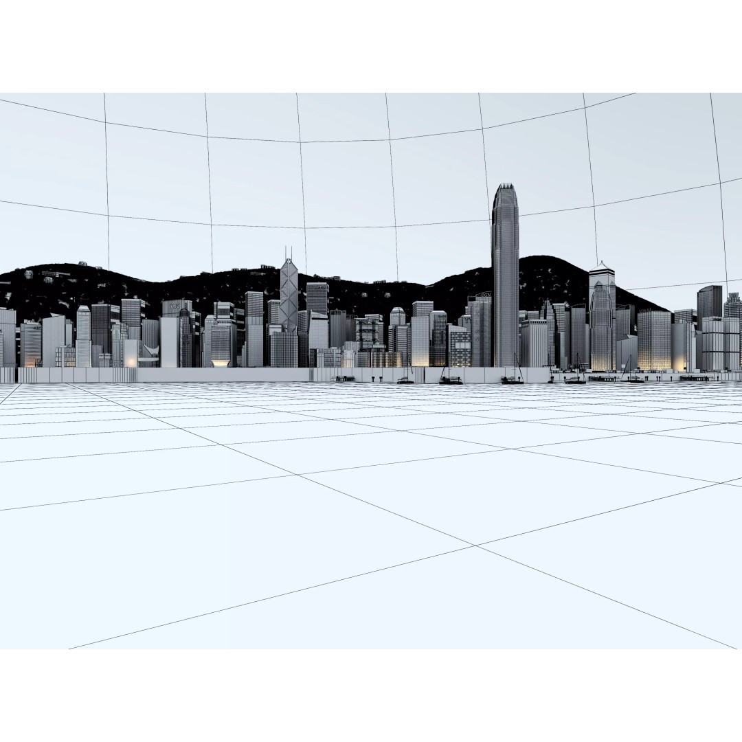 Hong Kong City 3D Model – Low Poly Cityscape Asset, FBX, OBJ - View 15
