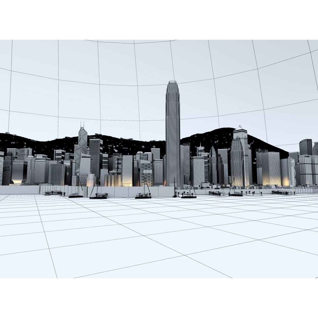 Hong Kong City 3D Model – Low Poly Cityscape Asset, FBX, OBJ - View 16