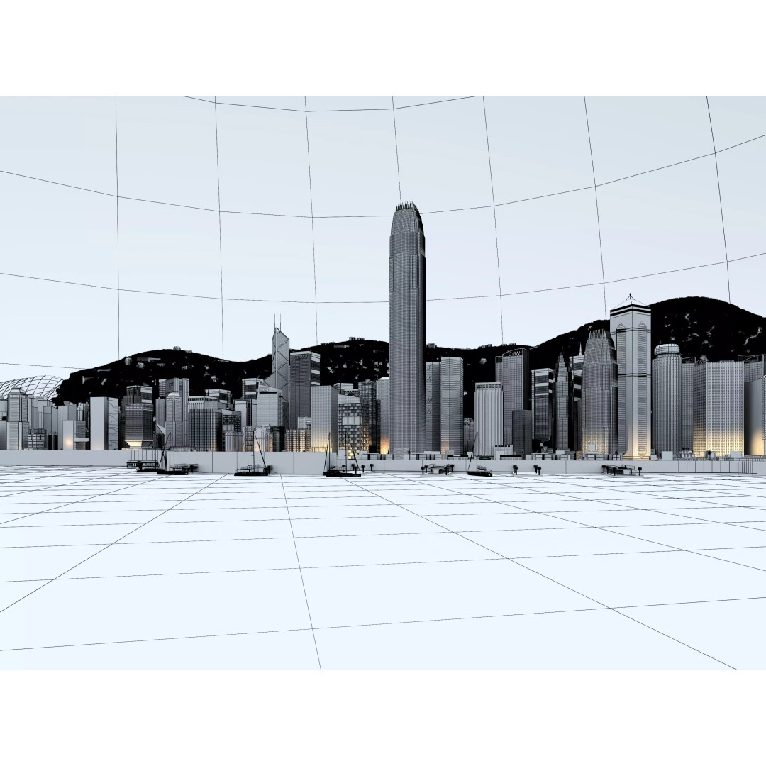 Hong Kong City 3D Model – Low Poly Cityscape Asset, FBX, OBJ - View 17