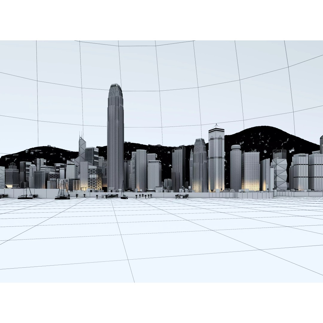 Hong Kong City 3D Model – Low Poly Cityscape Asset, FBX, OBJ - View 18
