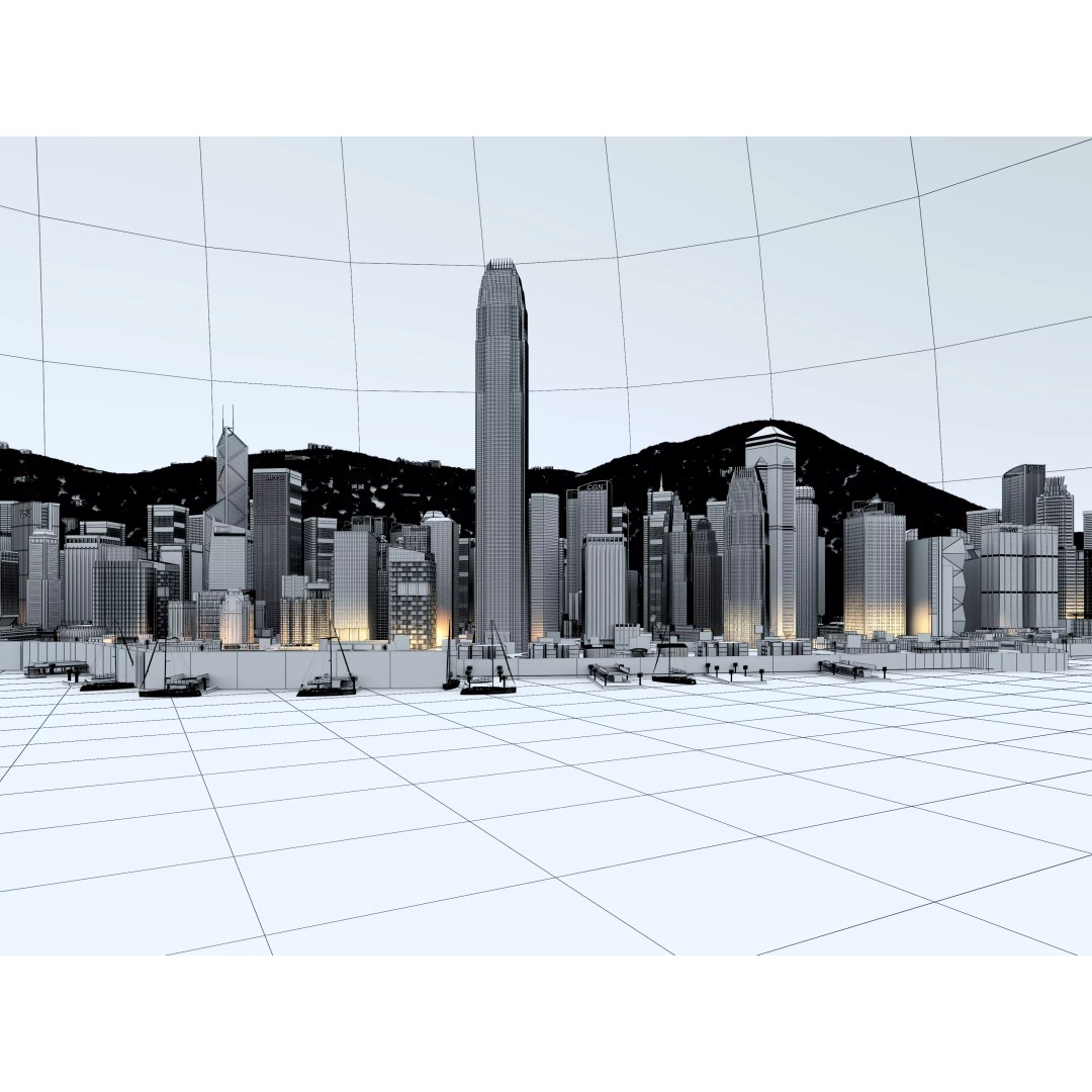 Hong Kong City 3D Model – Low Poly Cityscape Asset, FBX, OBJ - View 19