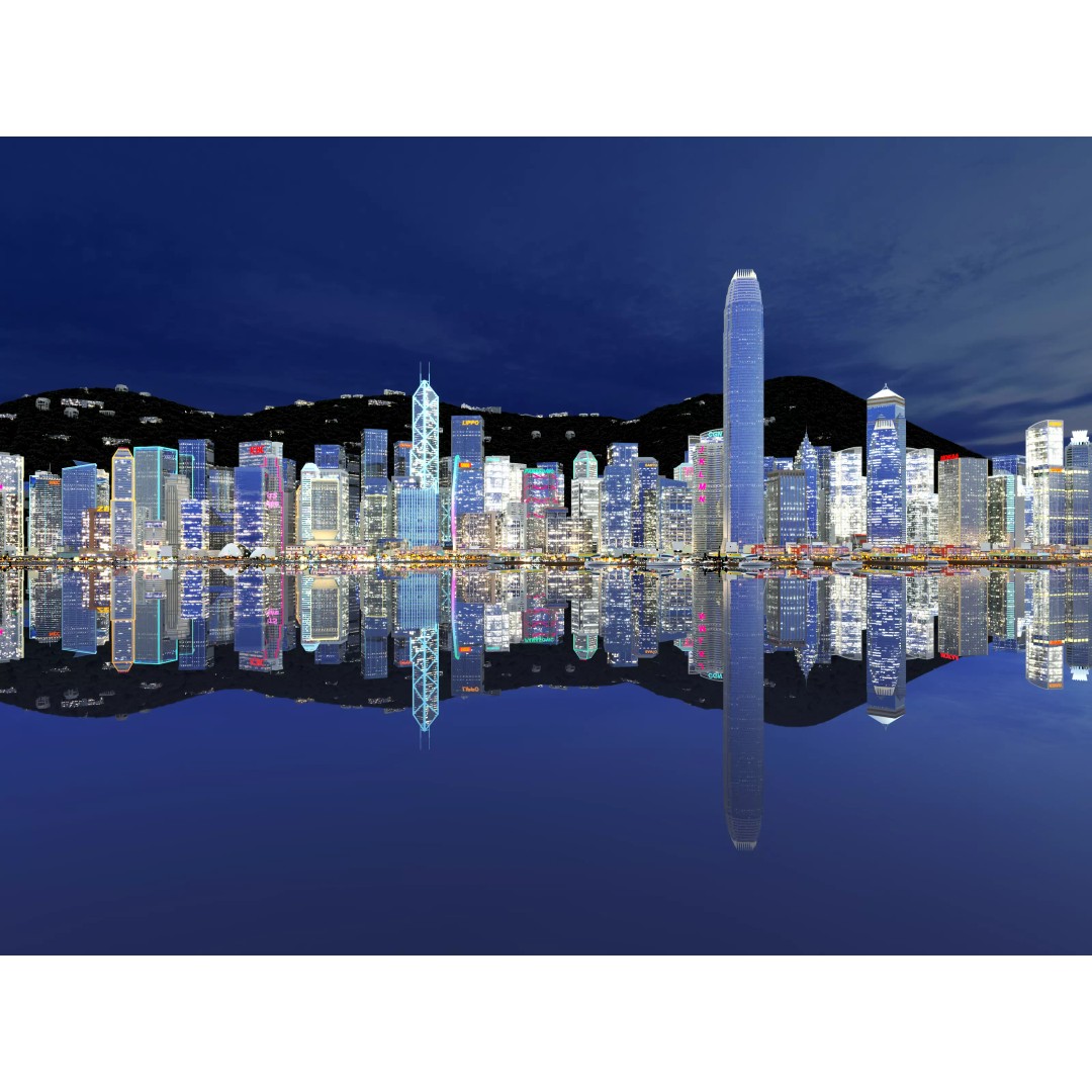Hong Kong City 3D Model – Low Poly Cityscape Asset, FBX, OBJ - View 2