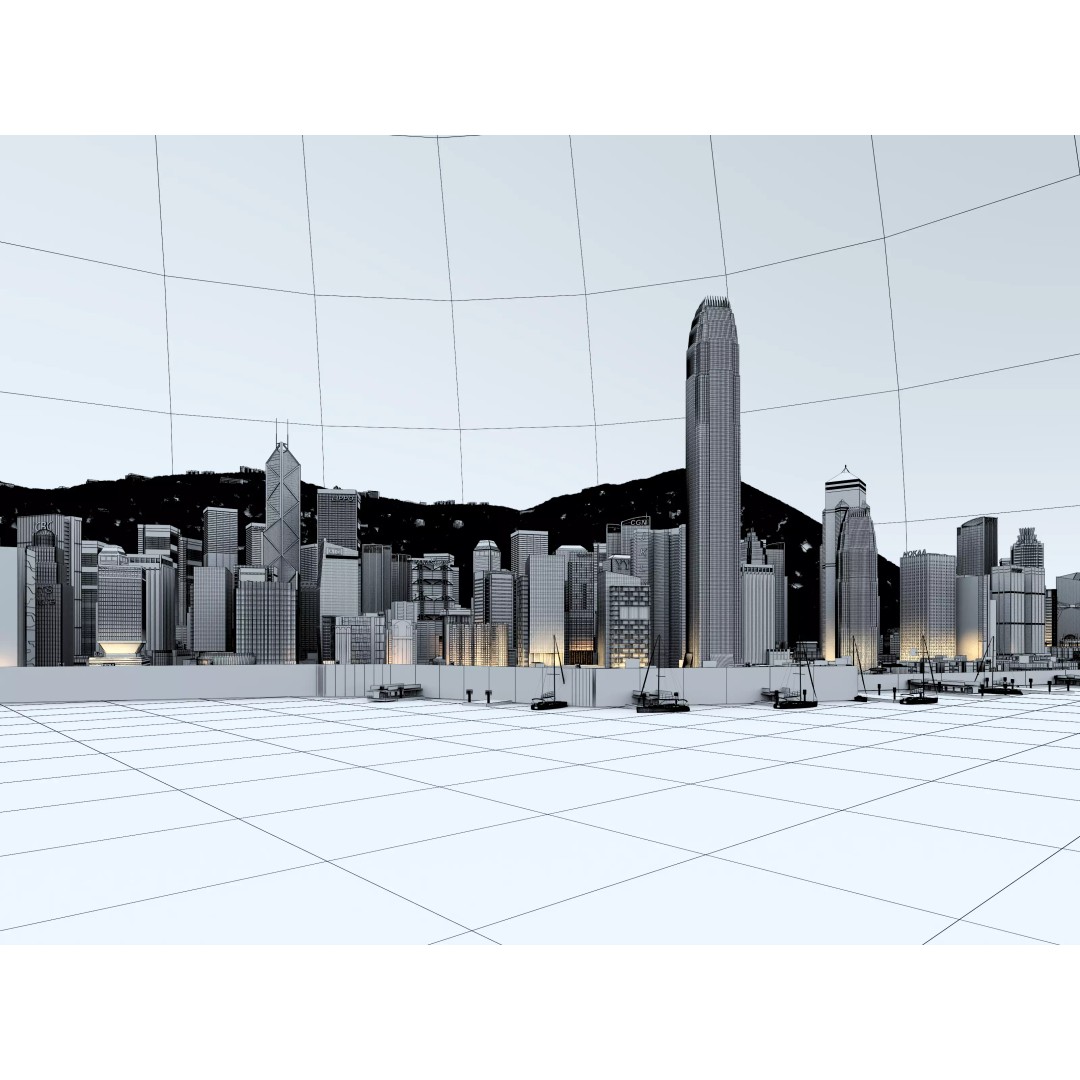 Hong Kong City 3D Model – Low Poly Cityscape Asset, FBX, OBJ - View 20
