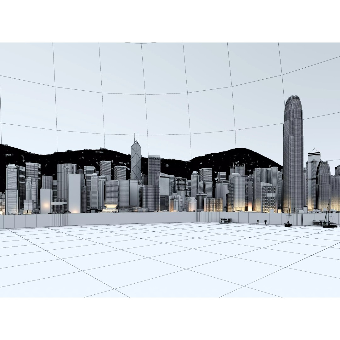 Hong Kong City 3D Model – Low Poly Cityscape Asset, FBX, OBJ - View 21