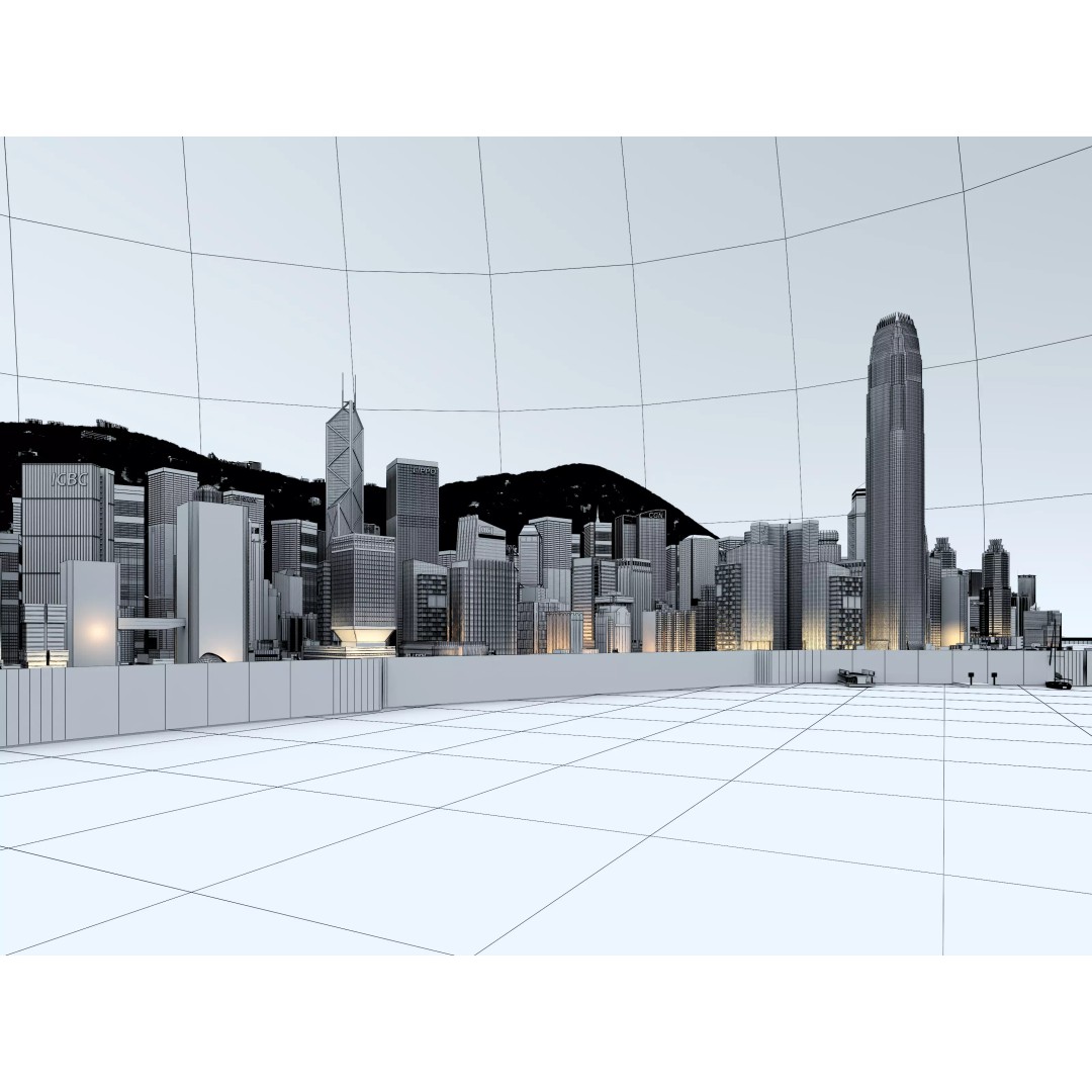 Hong Kong City 3D Model – Low Poly Cityscape Asset, FBX, OBJ - View 22