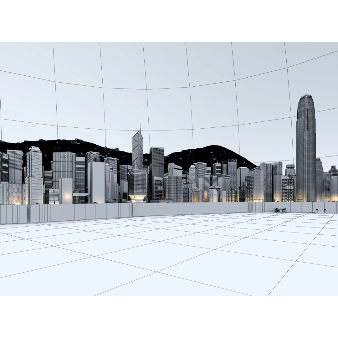 Hong Kong City 3D Model – Low Poly Cityscape Asset, FBX, OBJ - View 23