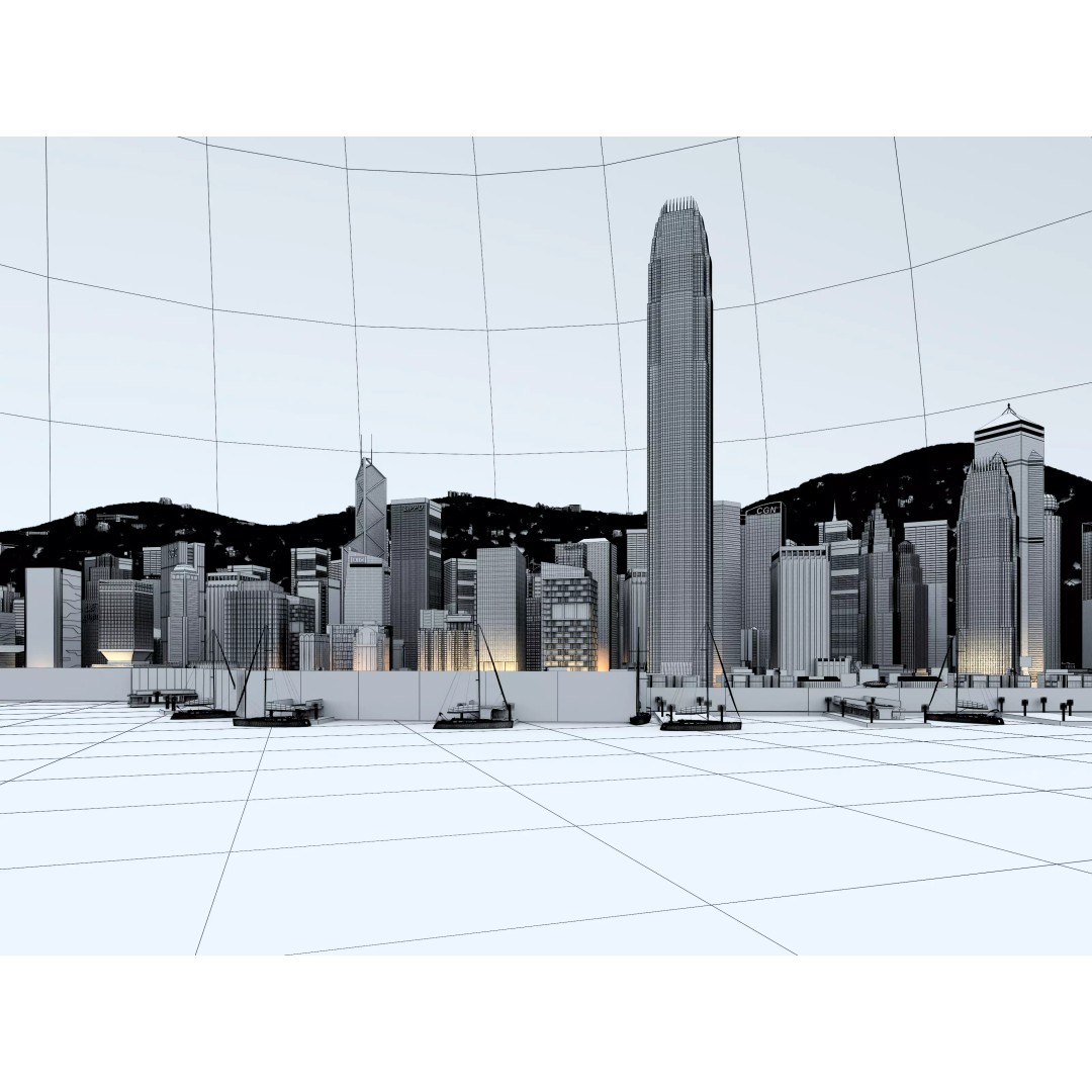 Hong Kong City 3D Model – Low Poly Cityscape Asset, FBX, OBJ - View 24