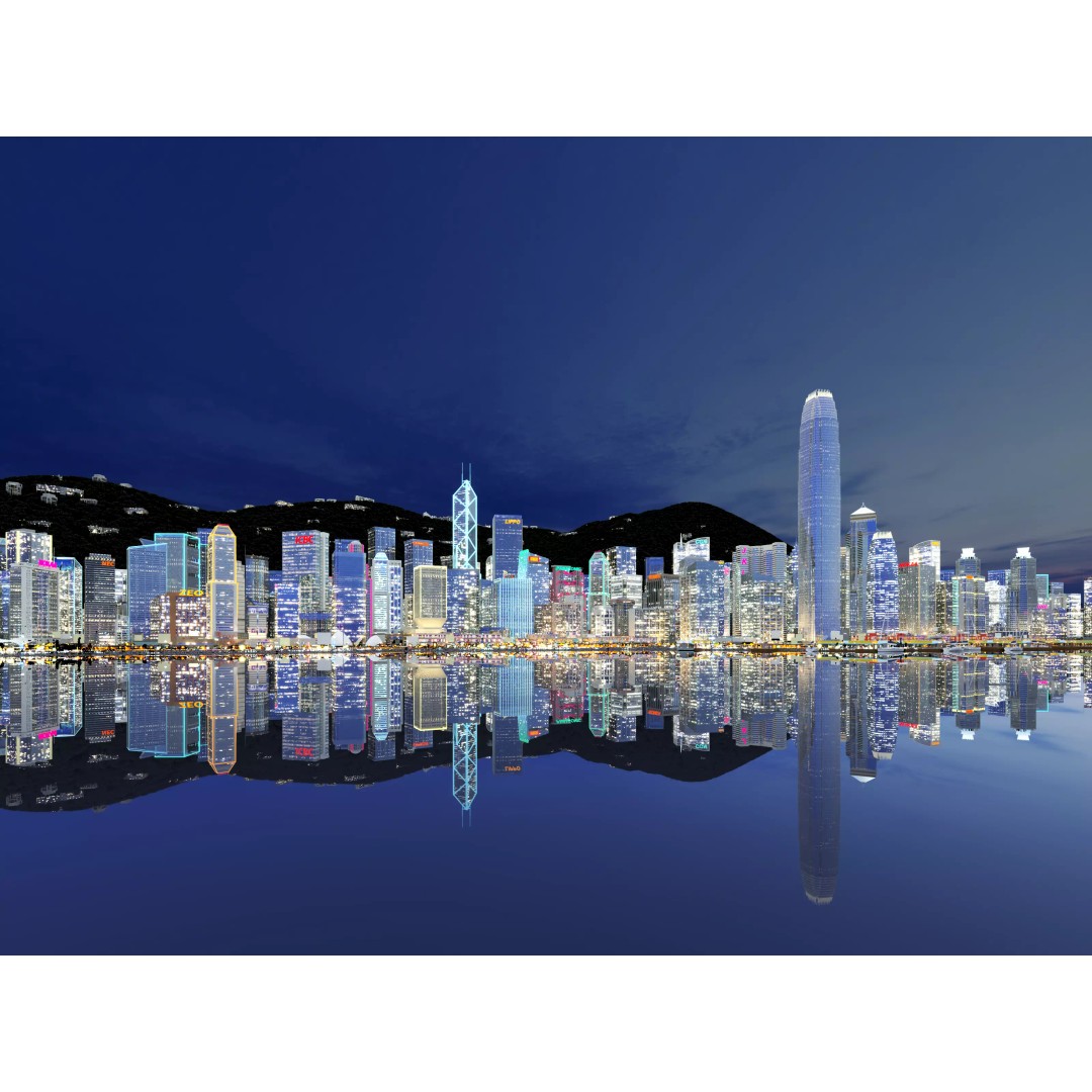 Hong Kong City 3D Model – Low Poly Cityscape Asset, FBX, OBJ - View 3