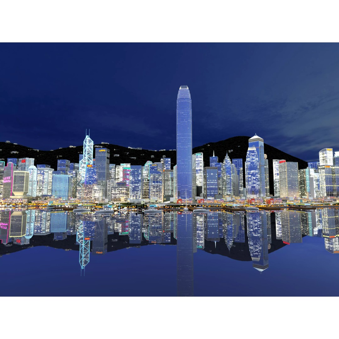 Hong Kong City 3D Model – Low Poly Cityscape Asset, FBX, OBJ - View 4