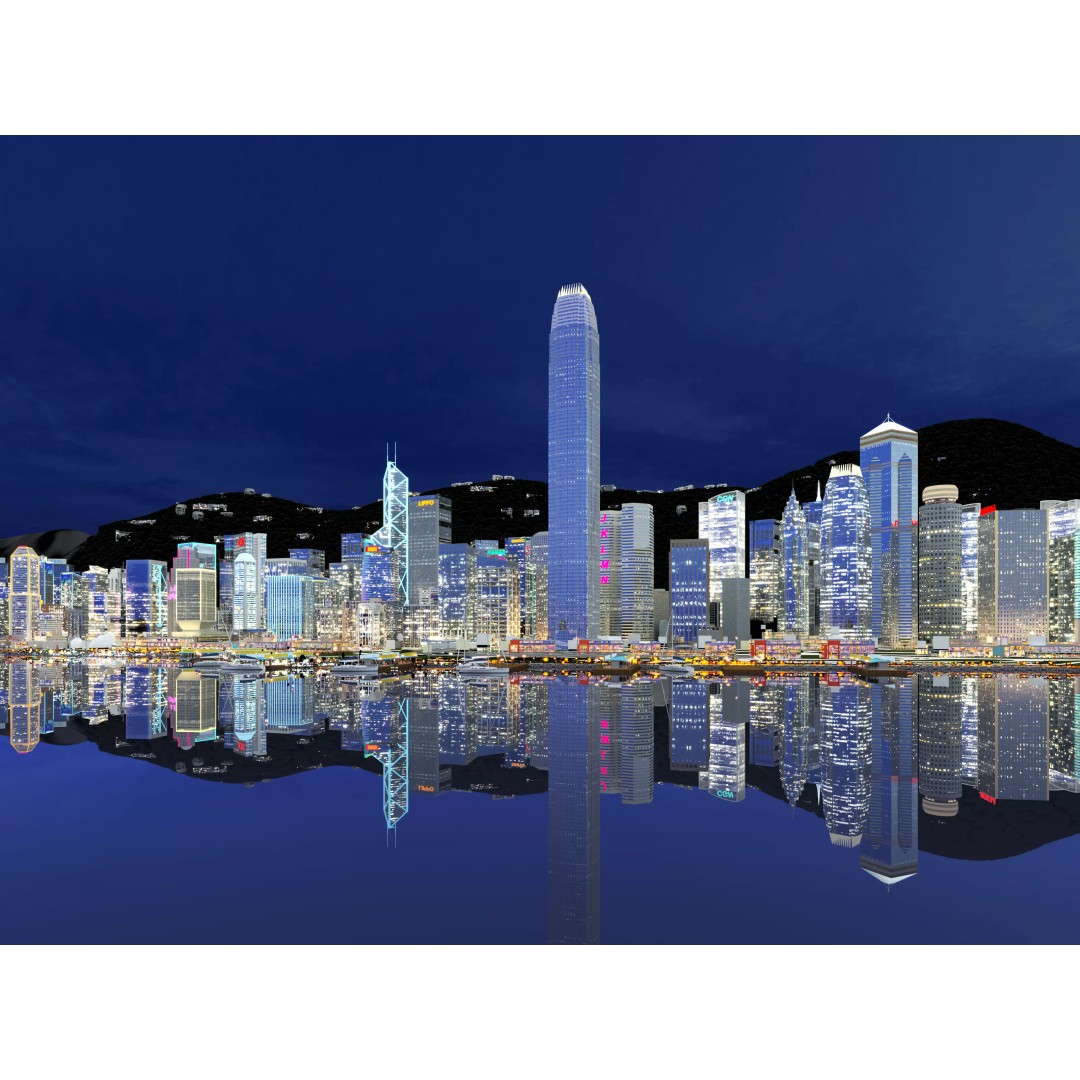Hong Kong City 3D Model – Low Poly Cityscape Asset, FBX, OBJ - View 5