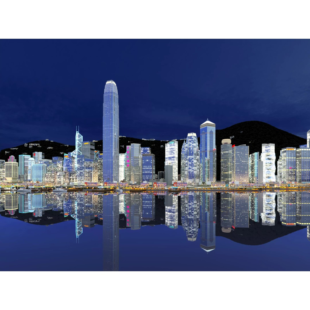 Hong Kong City 3D Model – Low Poly Cityscape Asset, FBX, OBJ - View 6