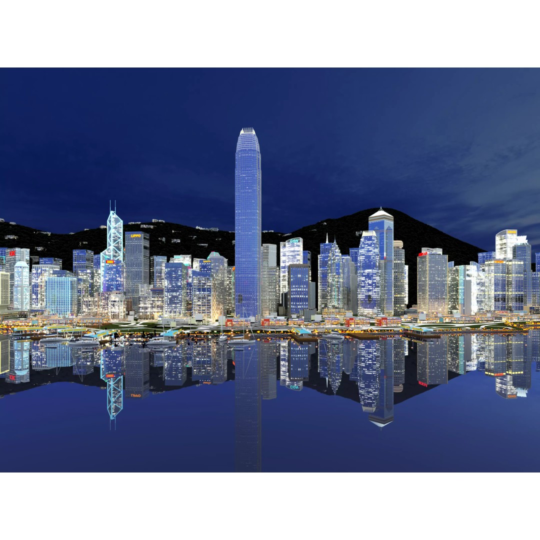Hong Kong City 3D Model – Low Poly Cityscape Asset, FBX, OBJ - View 7
