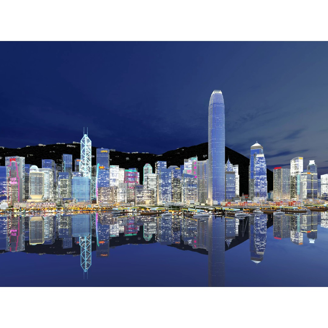Hong Kong City 3D Model – Low Poly Cityscape Asset, FBX, OBJ - View 8