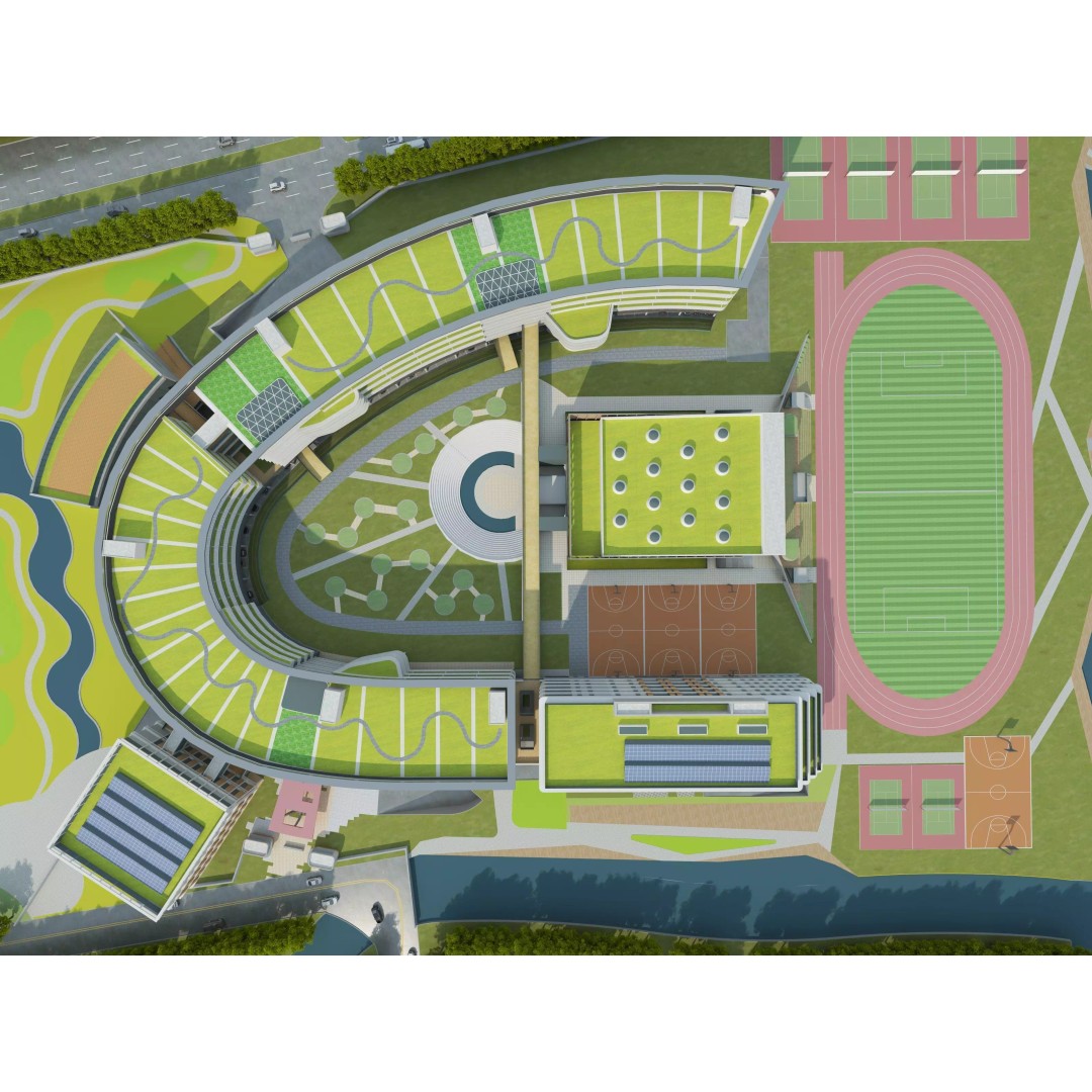 Modern School Building 3D Model – Realistic Design, FBX & OBJ Formats - View 11