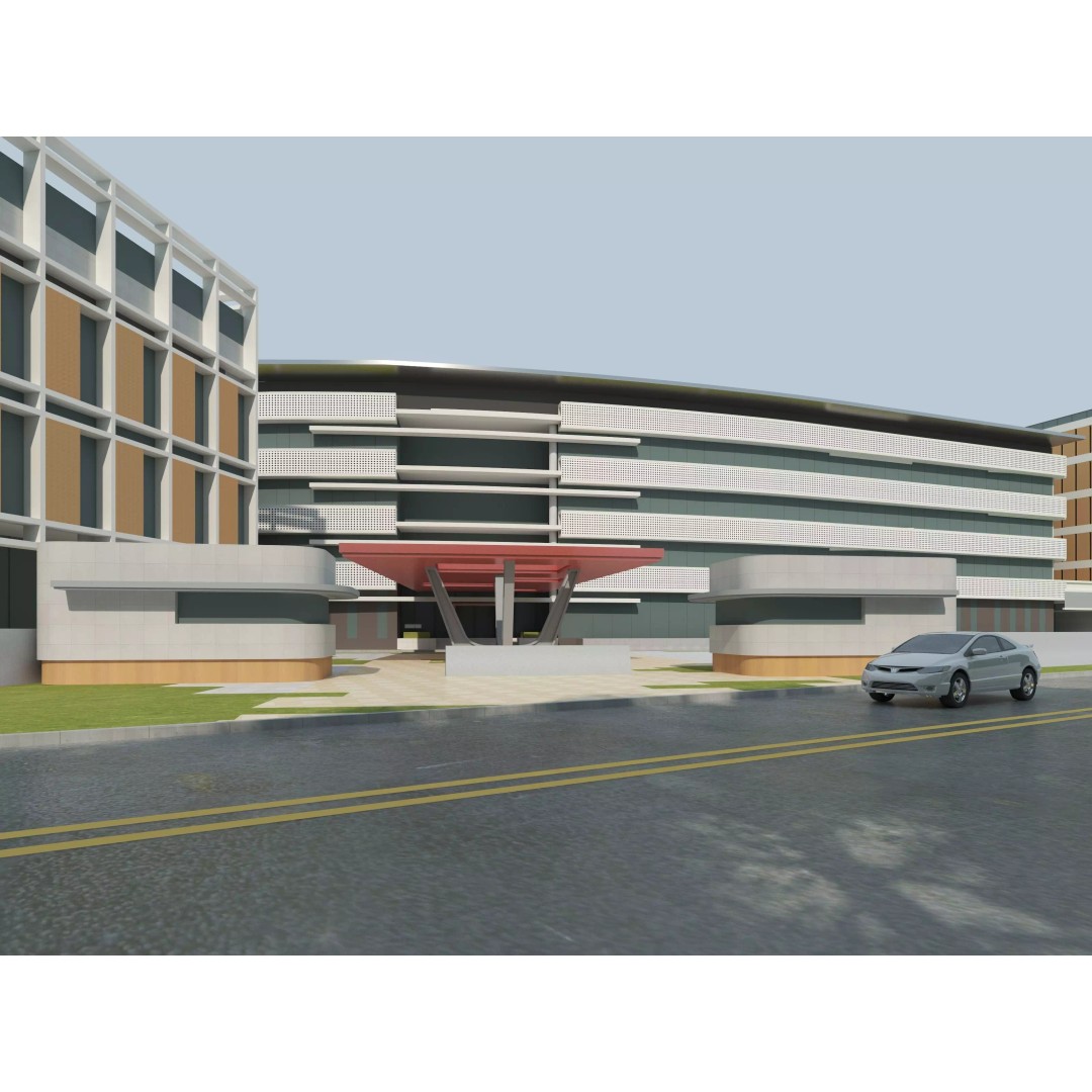 Modern School Building 3D Model – Realistic Design, FBX & OBJ Formats - View 14