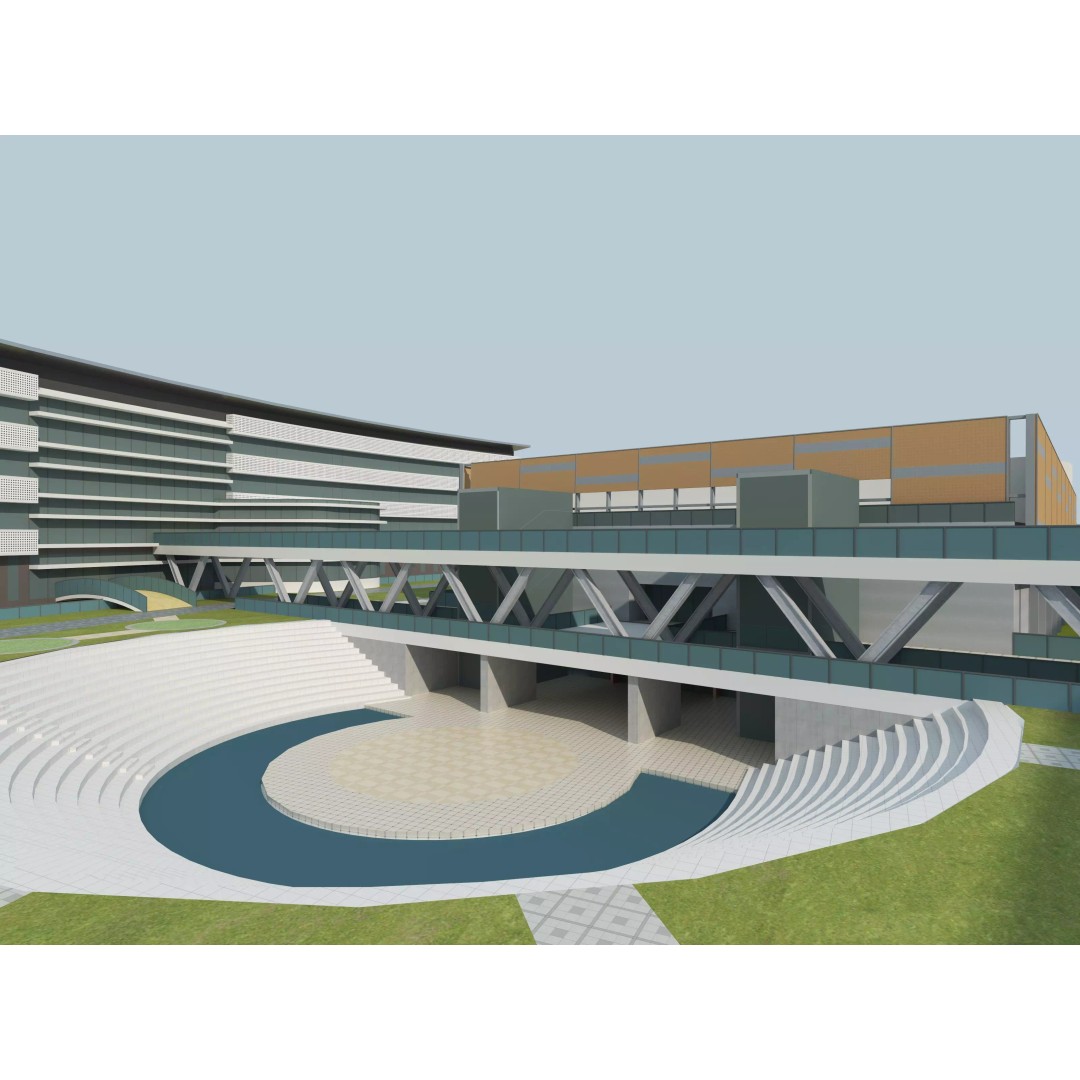 Modern School Building 3D Model – Realistic Design, FBX & OBJ Formats - View 15