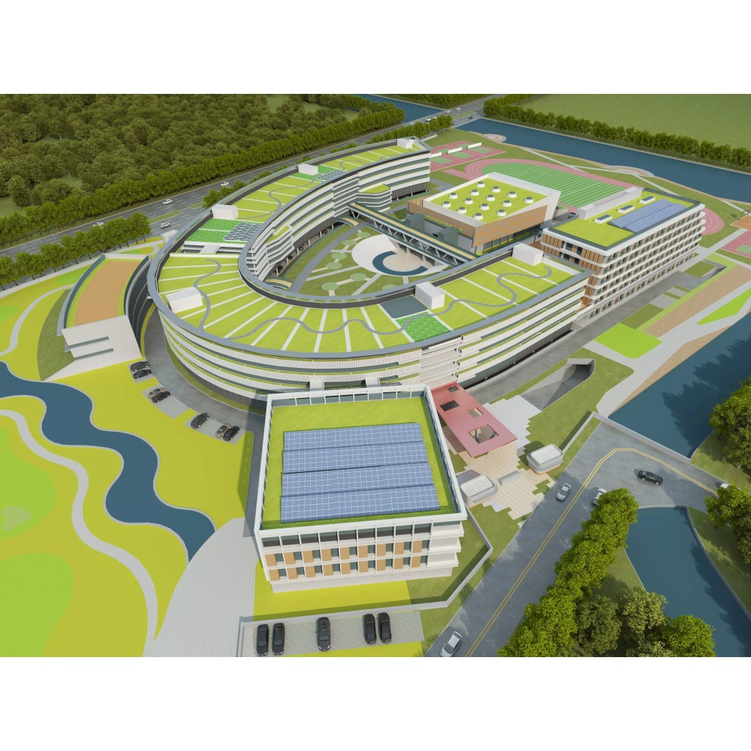 Modern School Building 3D Model – Realistic Design, FBX & OBJ Formats - View 4