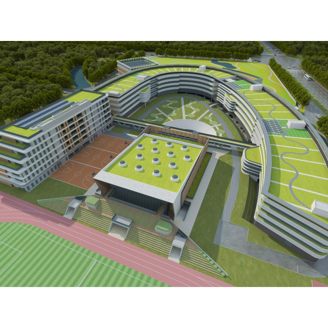 Modern School Building 3D Model – Realistic Design, FBX & OBJ Formats - View 8