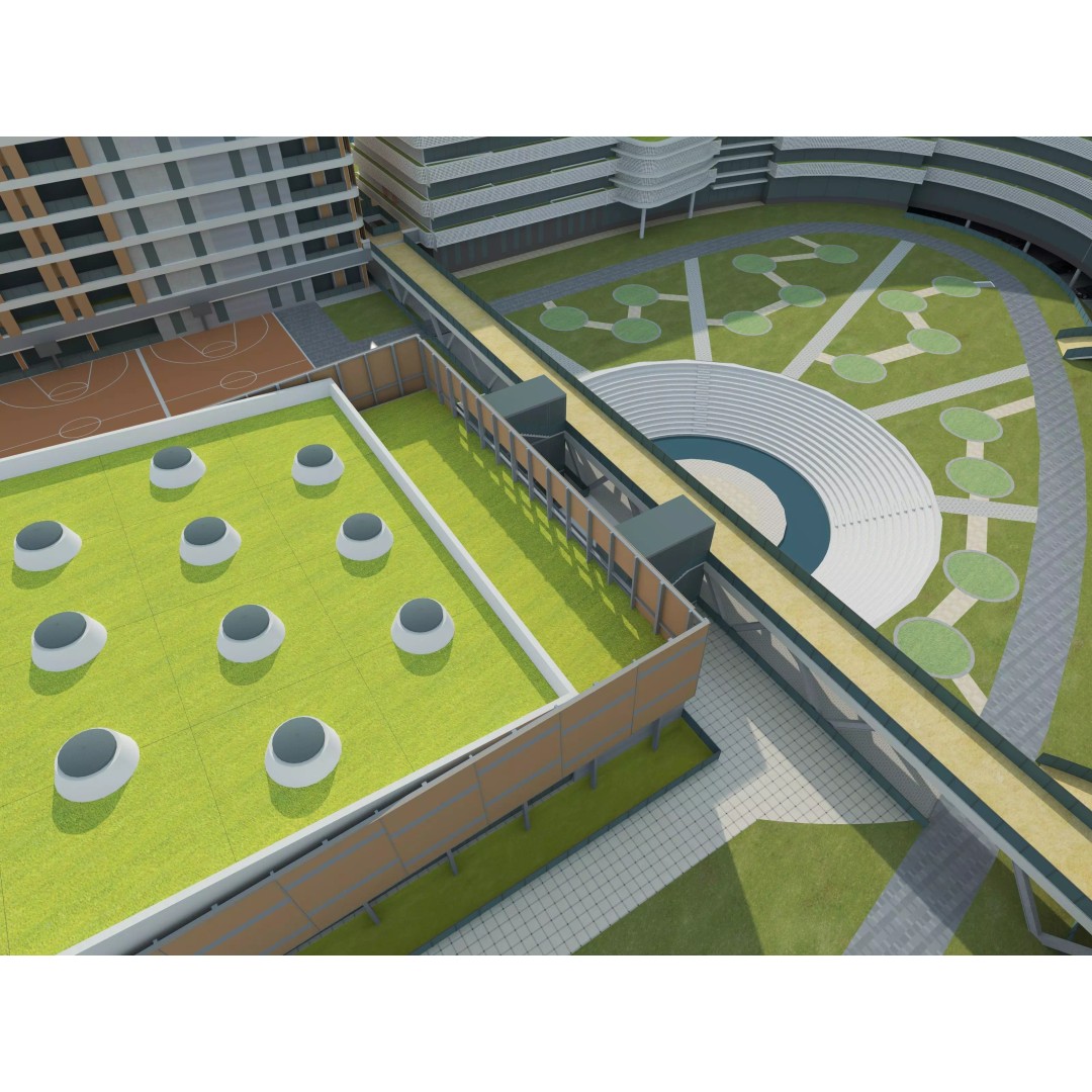 Modern School Building 3D Model – Realistic Design, FBX & OBJ Formats - View 9