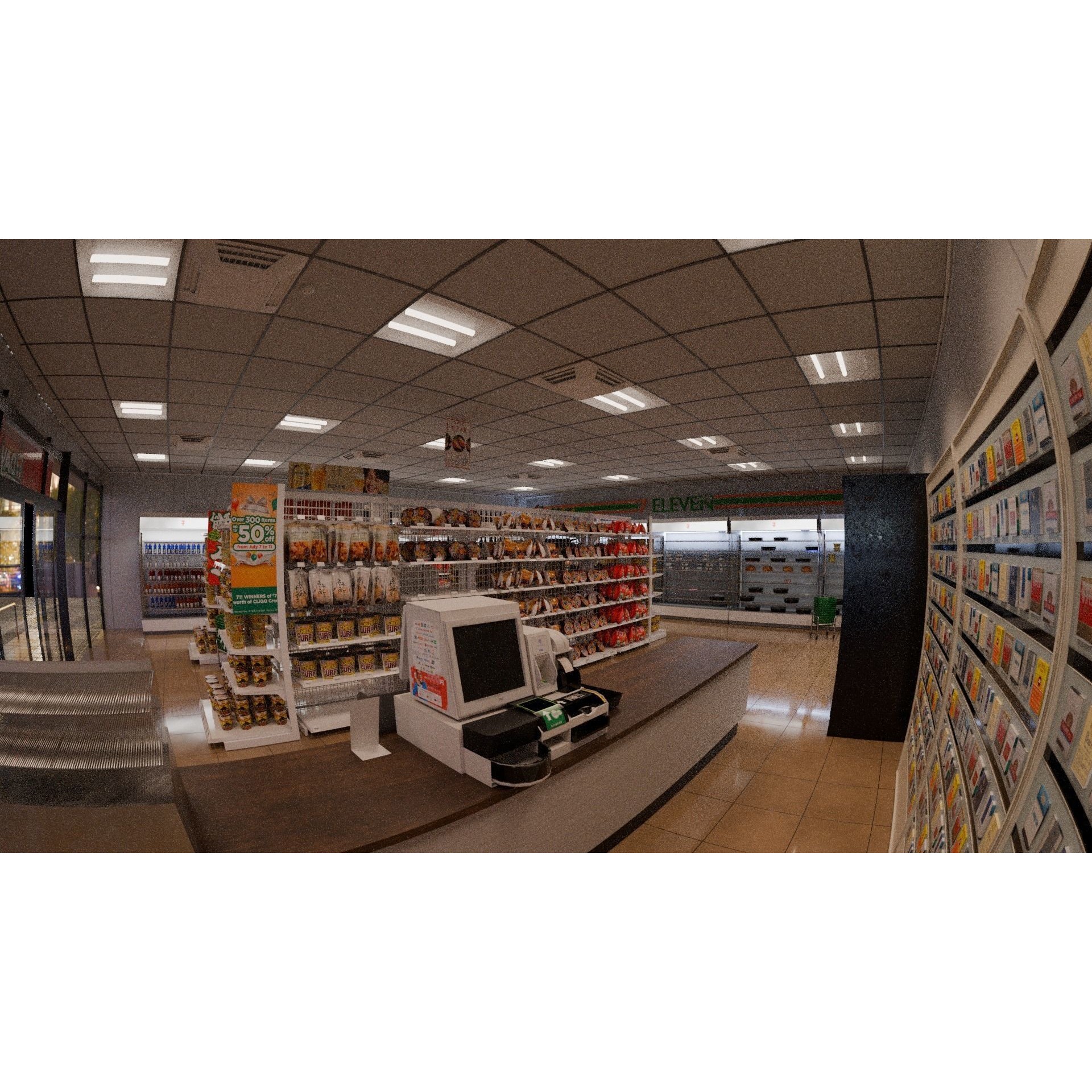711 Convenience Store - Low-Poly Game-Ready 3D Model - View 2