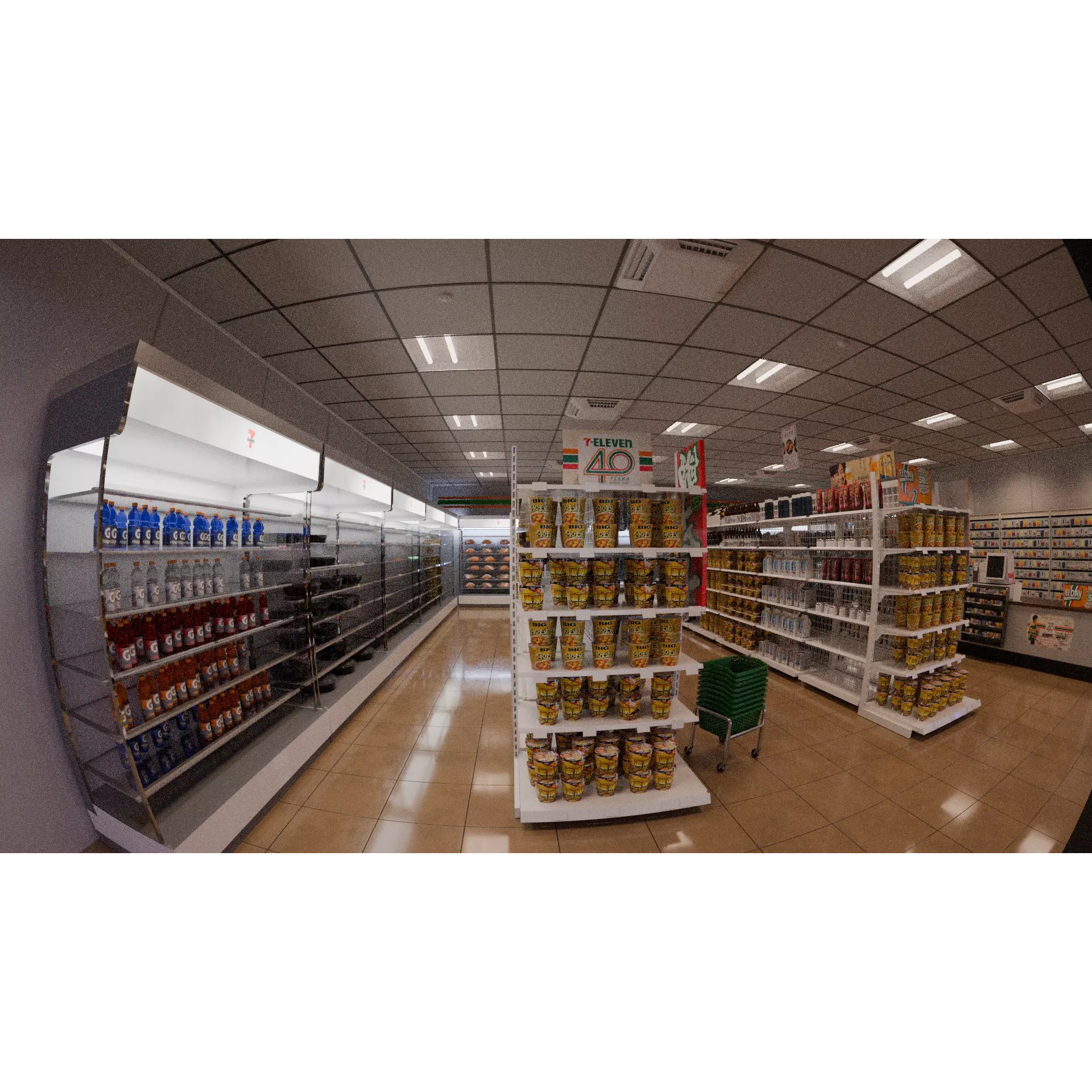 711 Convenience Store - Low-Poly Game-Ready 3D Model - View 3