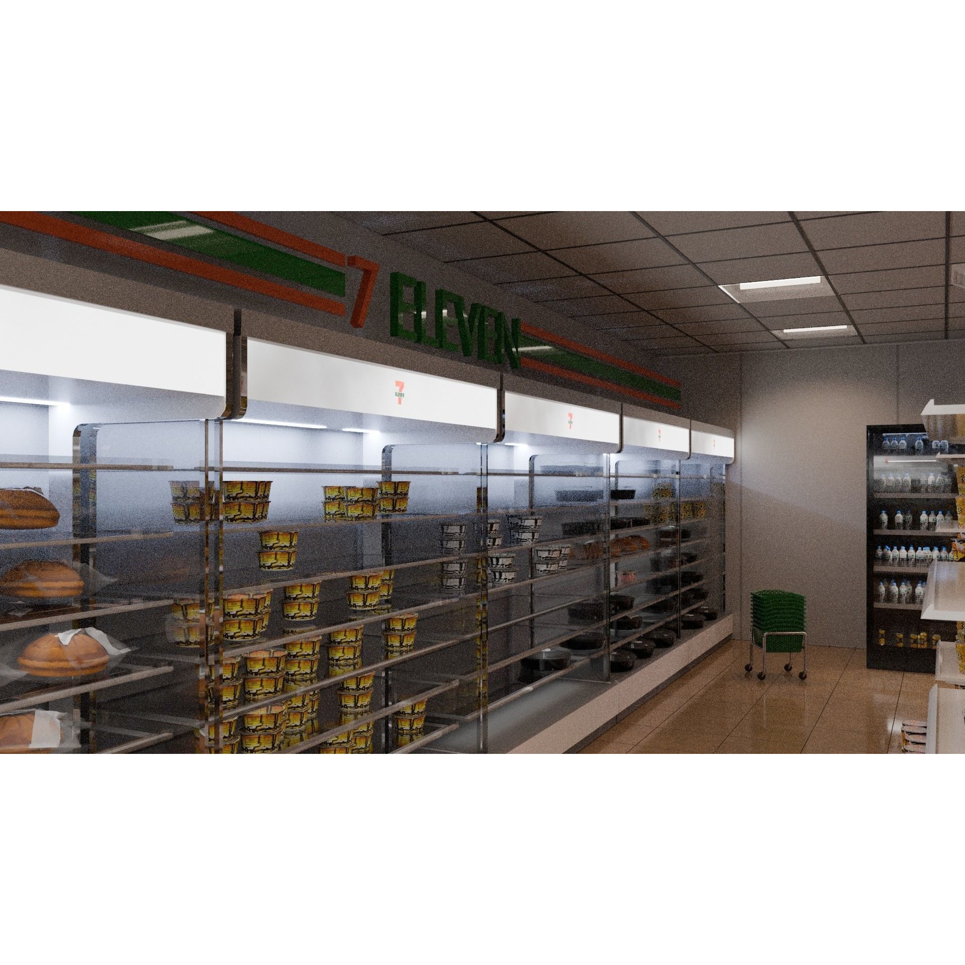 711 Convenience Store - Low-Poly Game-Ready 3D Model - View 4