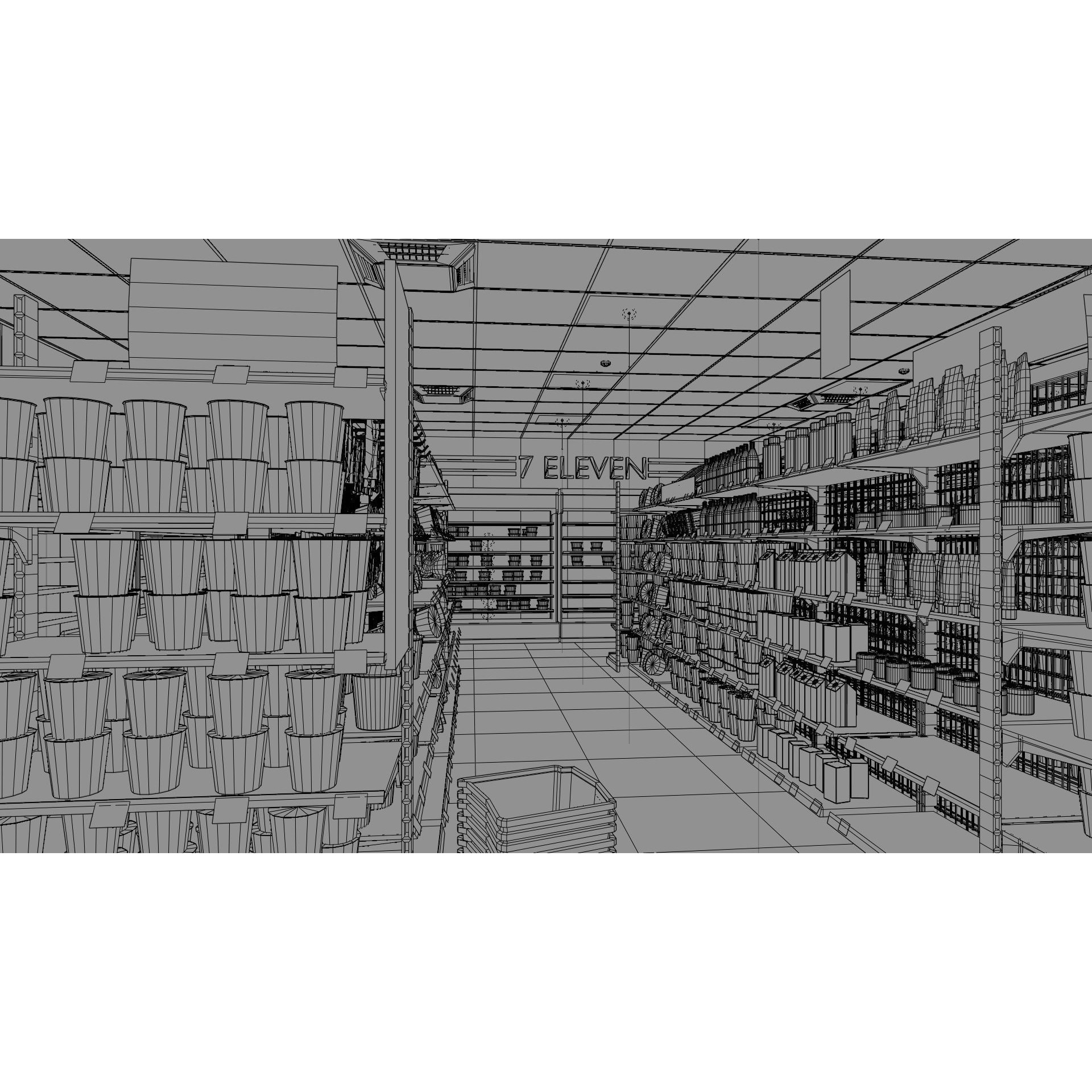 711 Convenience Store - Low-Poly Game-Ready 3D Model - View 5