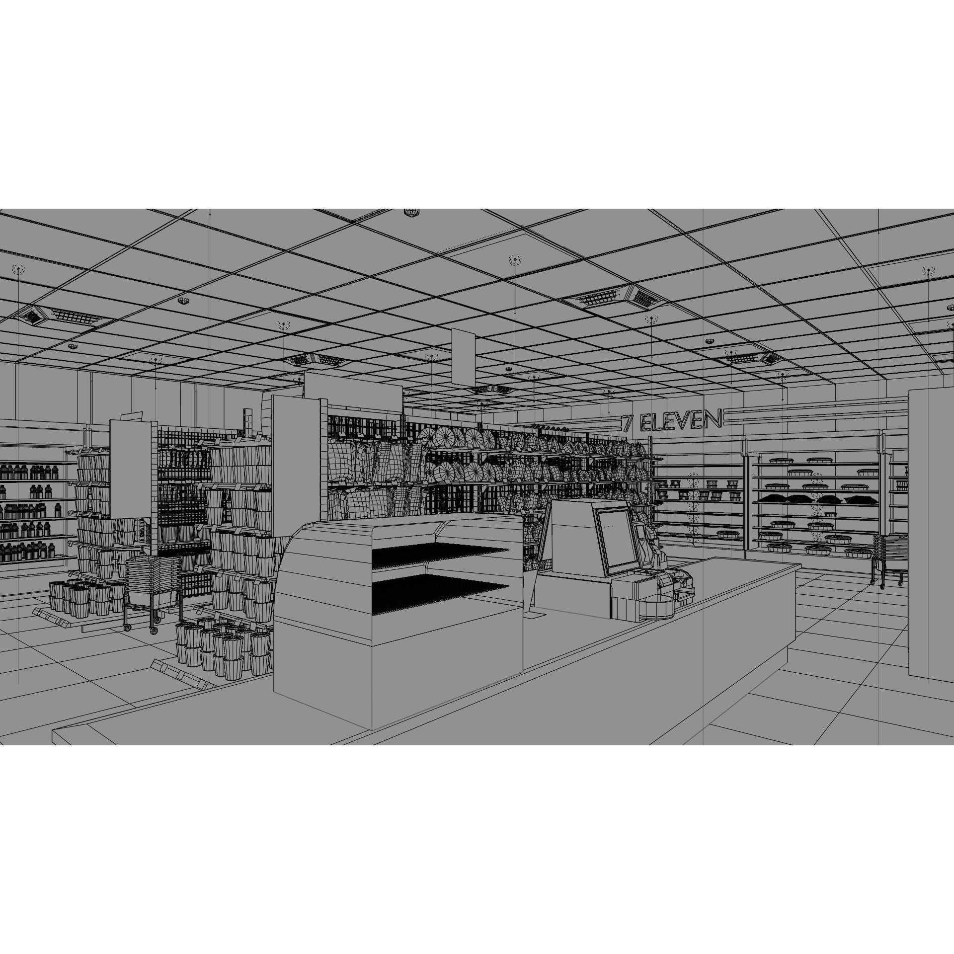 711 Convenience Store - Low-Poly Game-Ready 3D Model - View 6