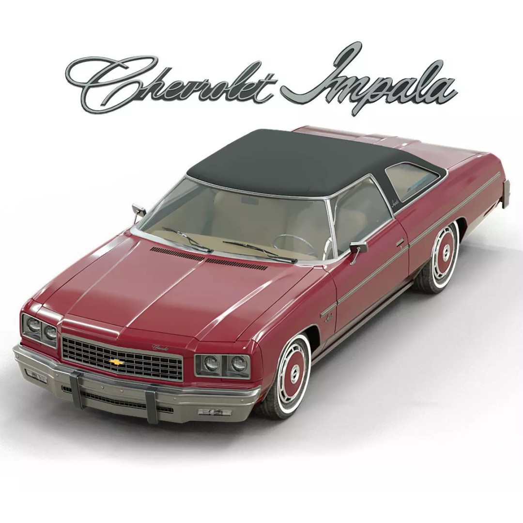 1976 Chevrolet Impala 3D Model – Low Poly Game Ready Asset, FBX - View 4