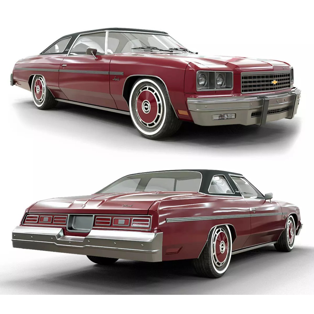 1976 Chevrolet Impala 3D Model – Low Poly Game Ready Asset, FBX - View 5