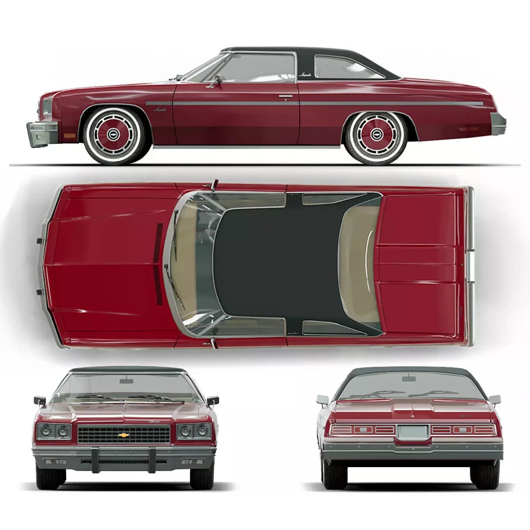 1976 Chevrolet Impala 3D Model – Low Poly Game Ready Asset, FBX - View 8