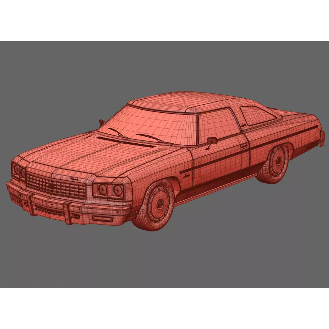 1976 Chevrolet Impala 3D Model – Low Poly Game Ready Asset, FBX - View 9