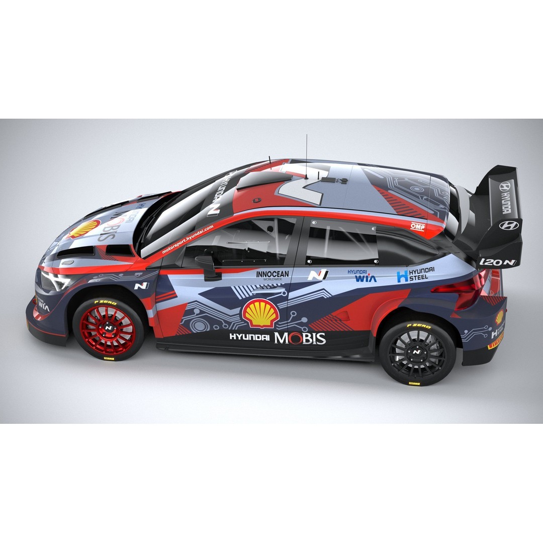 Hyundai i20 N WRC 2022 3D Model – Low Poly Racing Car, FBX, OBJ - View 11