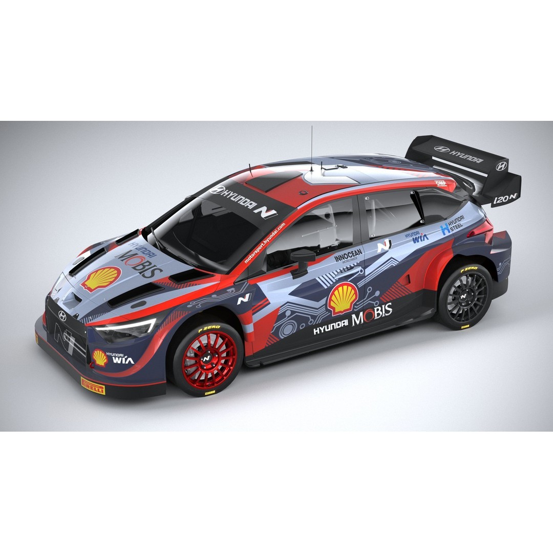 Hyundai i20 N WRC 2022 3D Model – Low Poly Racing Car, FBX, OBJ - View 9