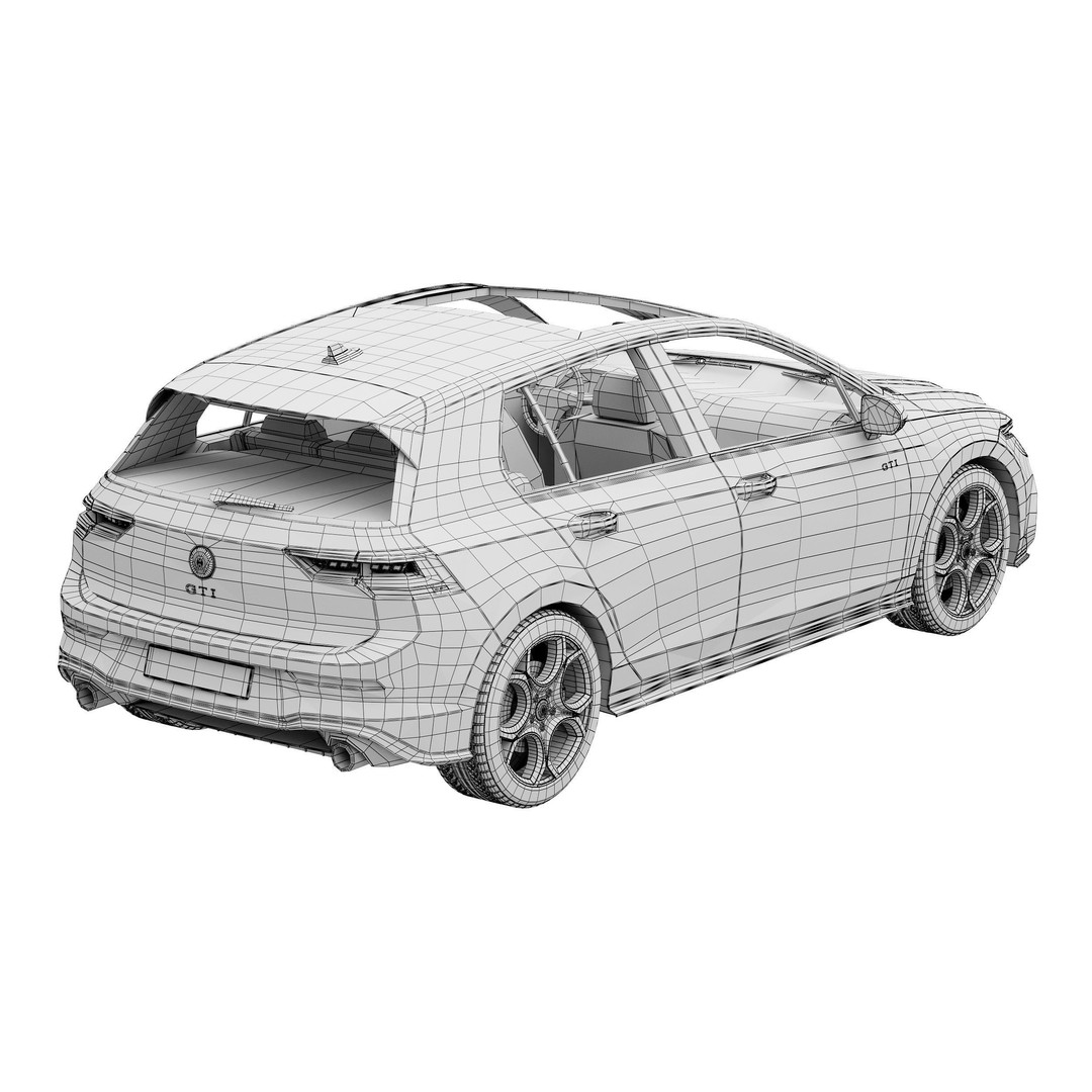 Volkswagen Golf GTI 2024 3D Model – High Poly Car Asset, FBX, OBJ