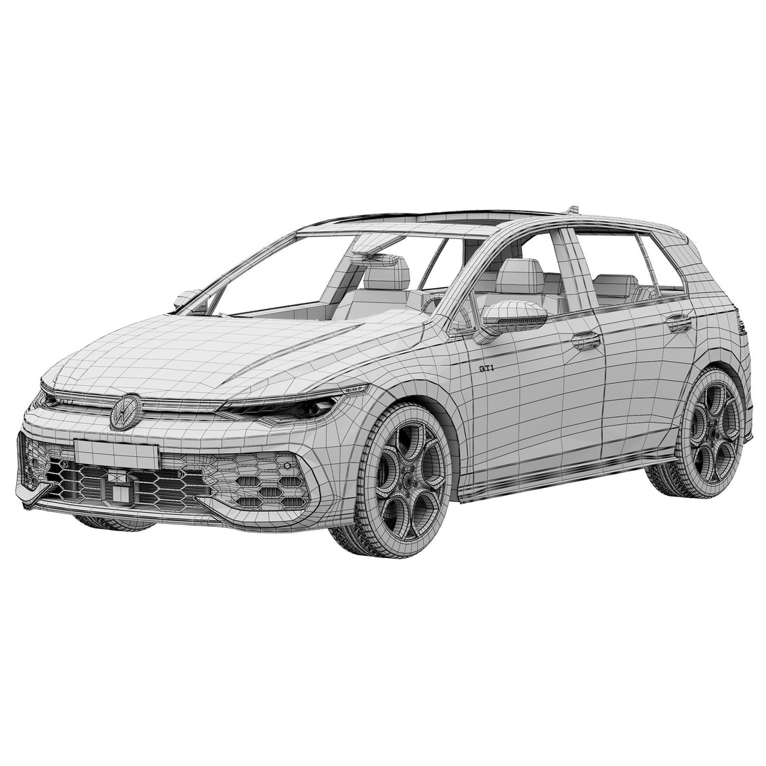 Volkswagen Golf GTI 2024 3D Model – High Poly Car Asset, FBX, OBJ - View 15