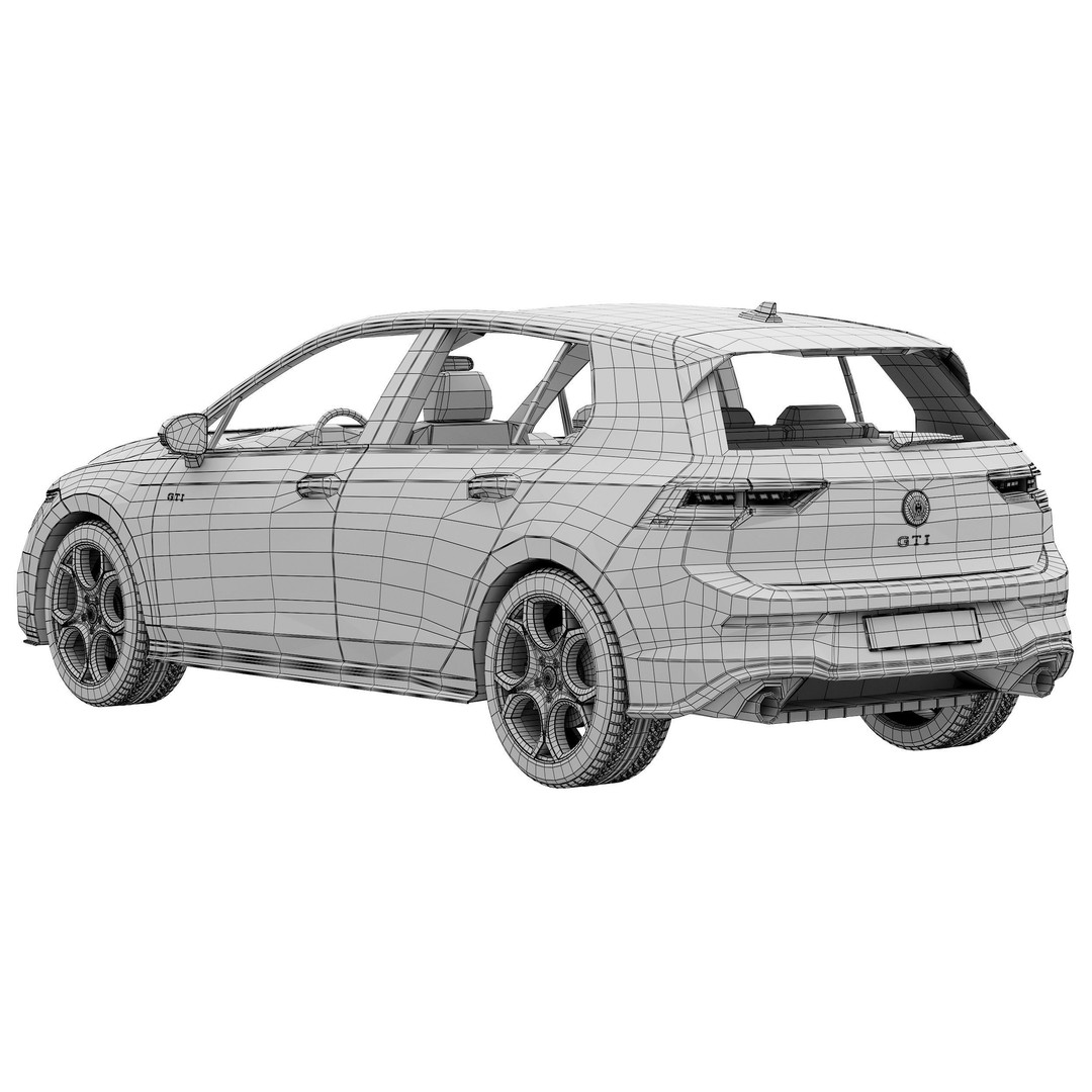 Volkswagen Golf GTI 2024 3D Model – High Poly Car Asset, FBX, OBJ - View 17