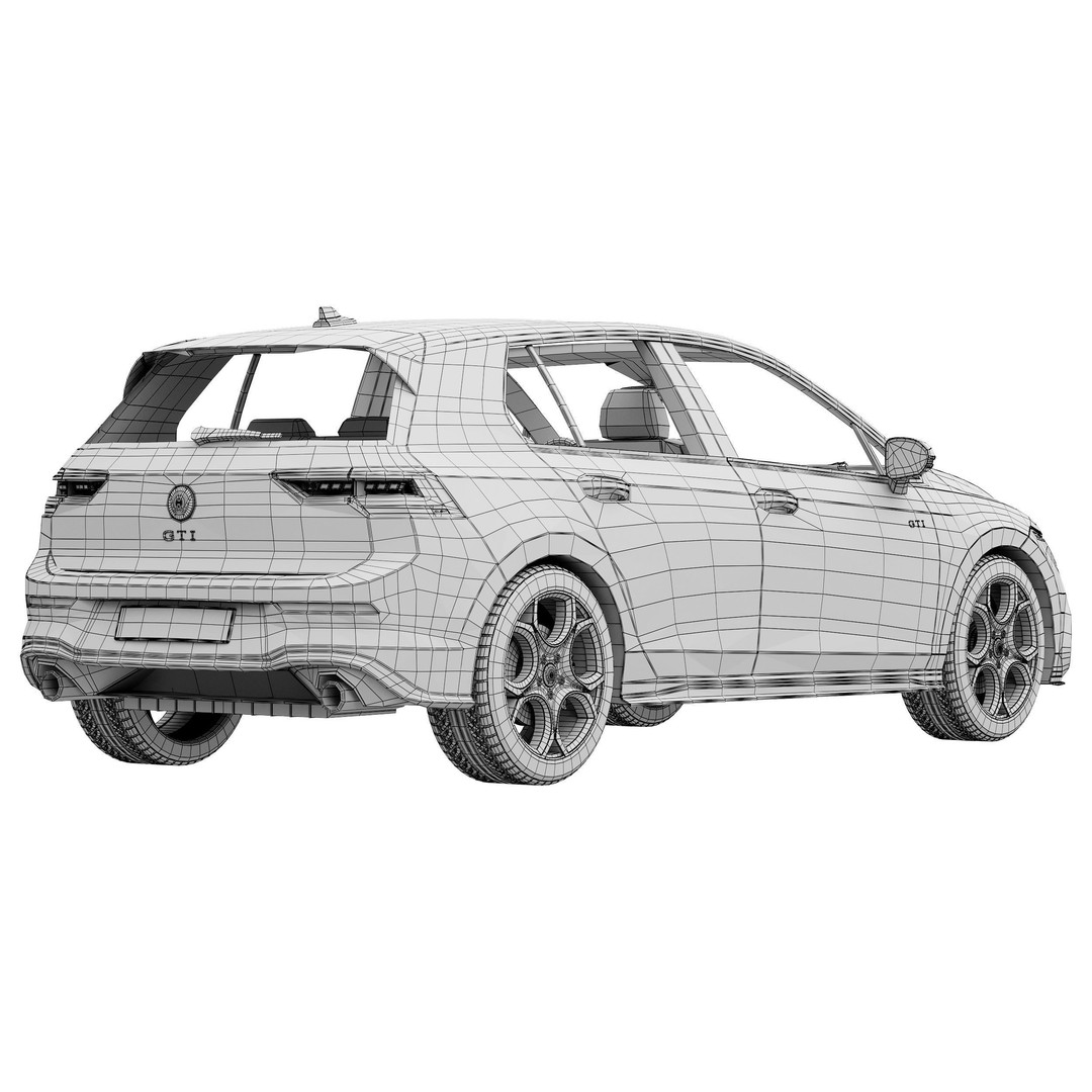 Volkswagen Golf GTI 2024 3D Model – High Poly Car Asset, FBX, OBJ - View 18