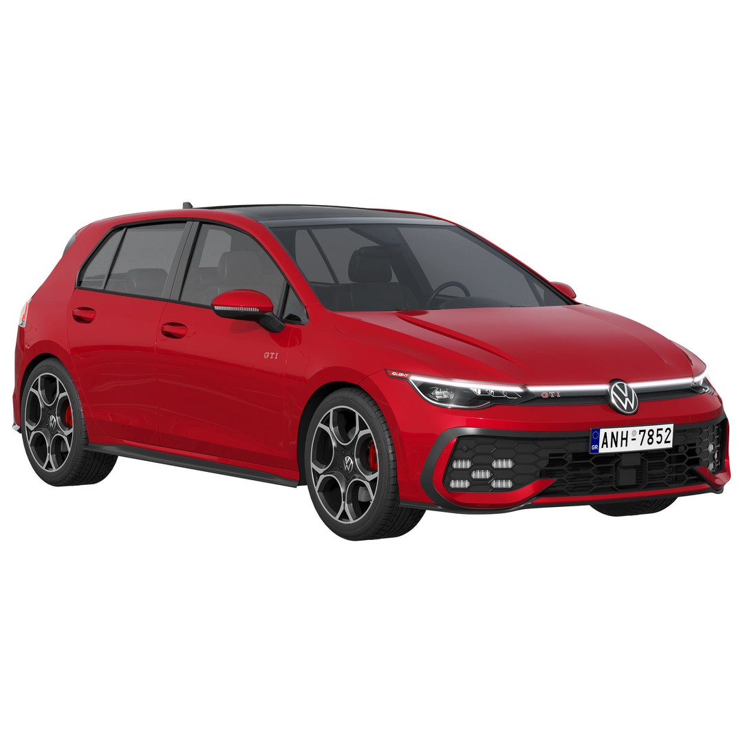 Volkswagen Golf GTI 2024 3D Model – High Poly Car Asset, FBX, OBJ - View 3