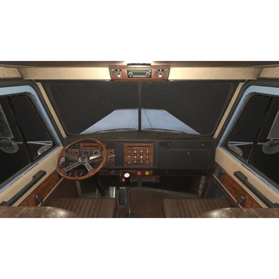 Flat Top Semi Truck 3D Model – Low Poly Car Carrier Trailer, FBX - View 13