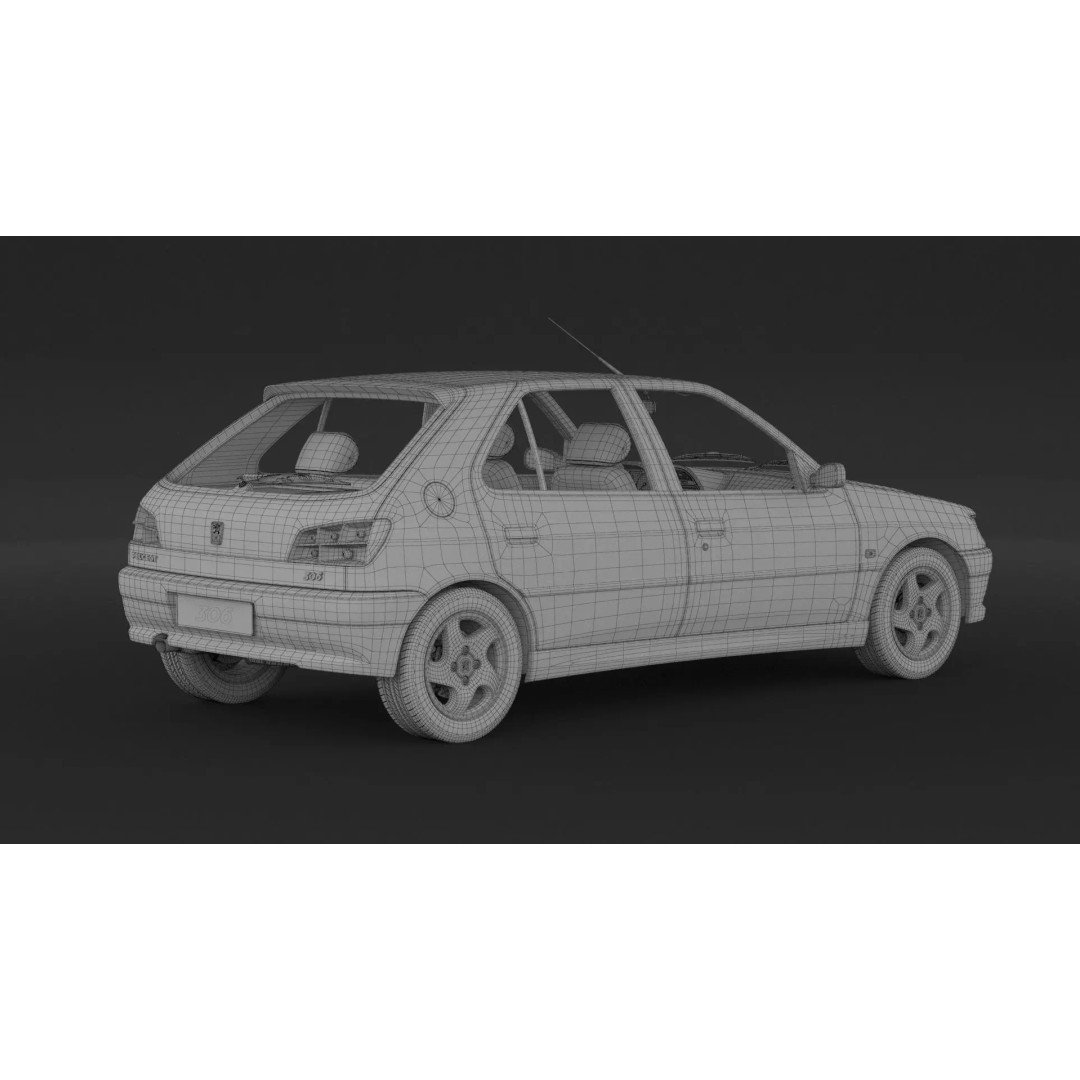 Peugeot 306 Mk2 Hatchback 3D Model – High Poly Game Asset, FBX, OBJ - View 10