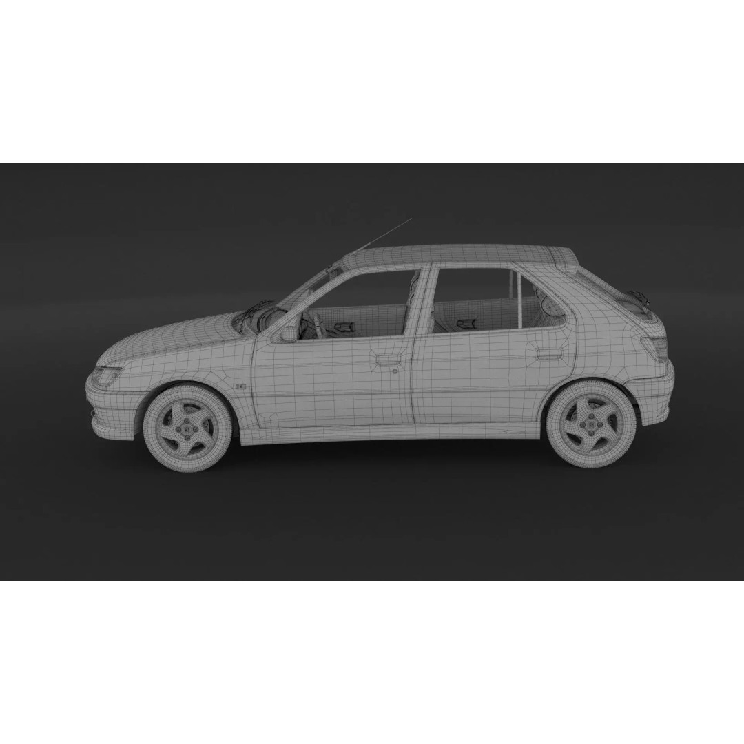 Peugeot 306 Mk2 Hatchback 3D Model – High Poly Game Asset, FBX, OBJ - View 11