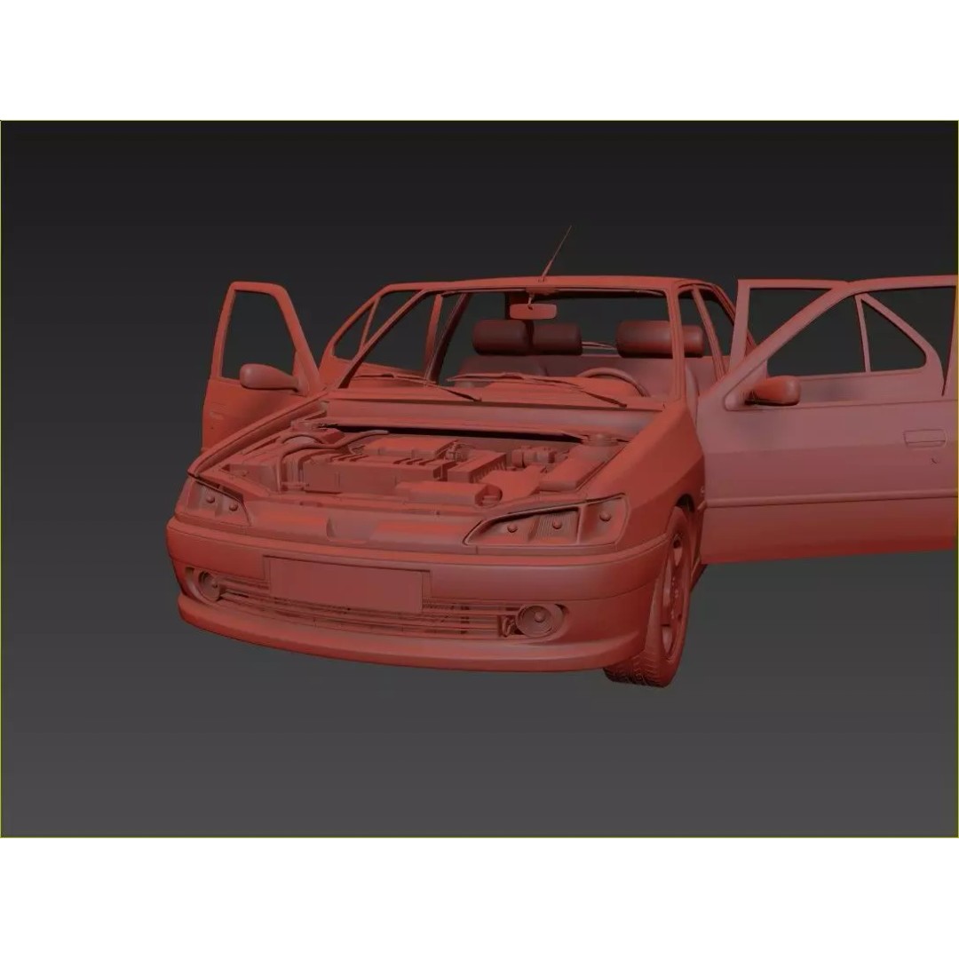 Peugeot 306 Mk2 Hatchback 3D Model – High Poly Game Asset, FBX, OBJ - View 13