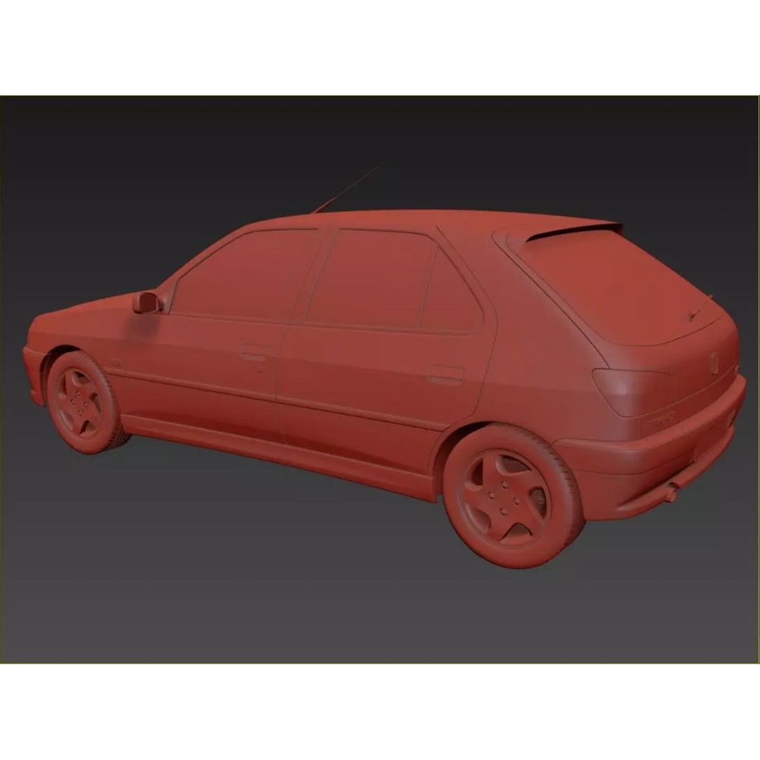 Peugeot 306 Mk2 Hatchback 3D Model – High Poly Game Asset, FBX, OBJ - View 16