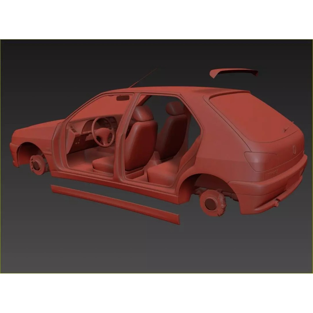 Peugeot 306 Mk2 Hatchback 3D Model – High Poly Game Asset, FBX, OBJ - View 17